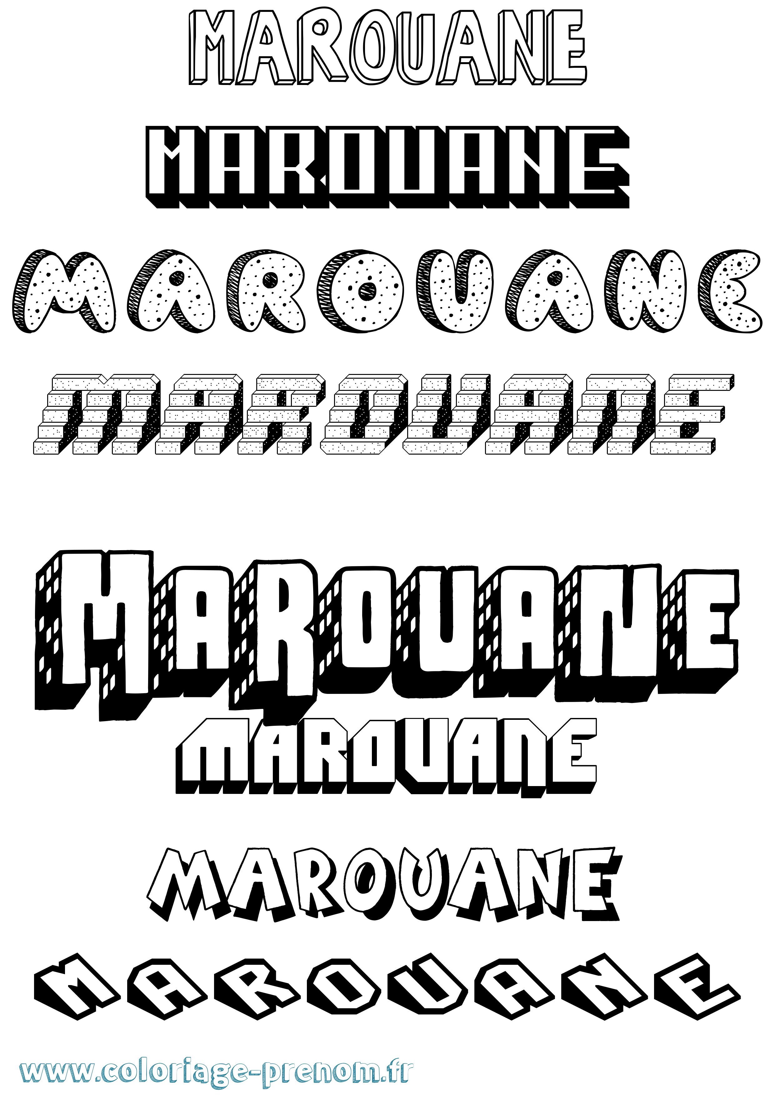 Coloriage prénom Marouane Effet 3D