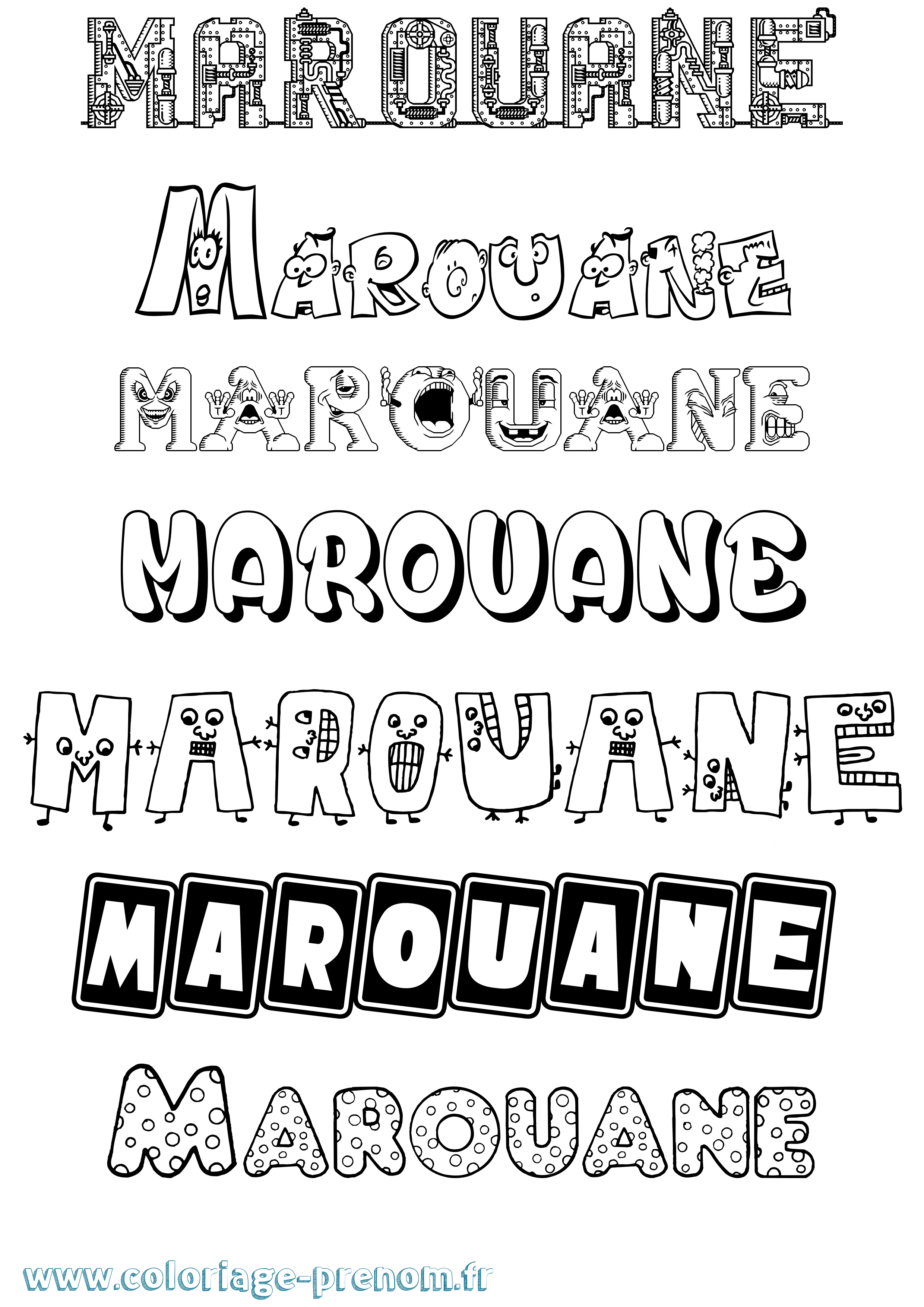 Coloriage prénom Marouane Fun