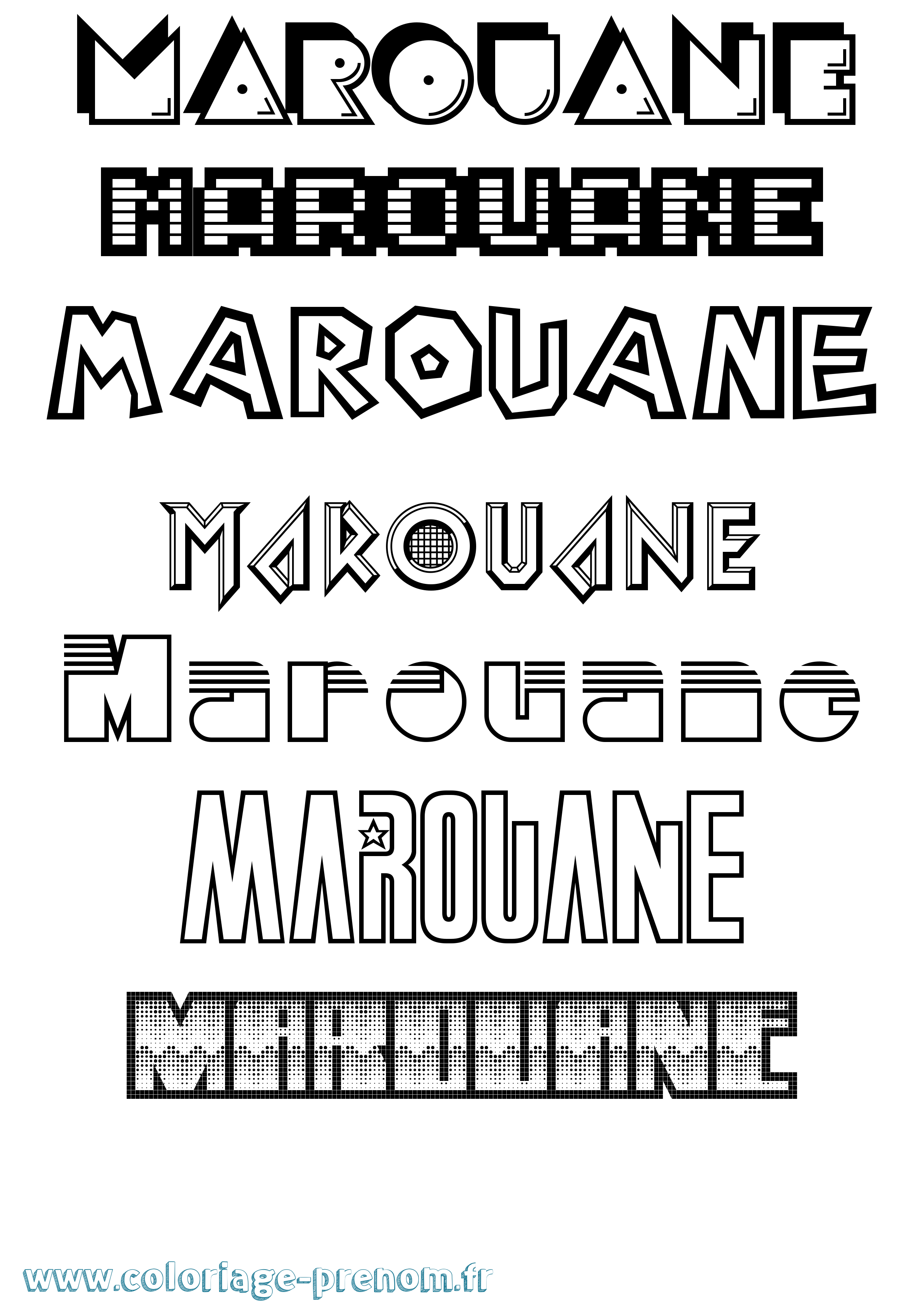 Coloriage prénom Marouane