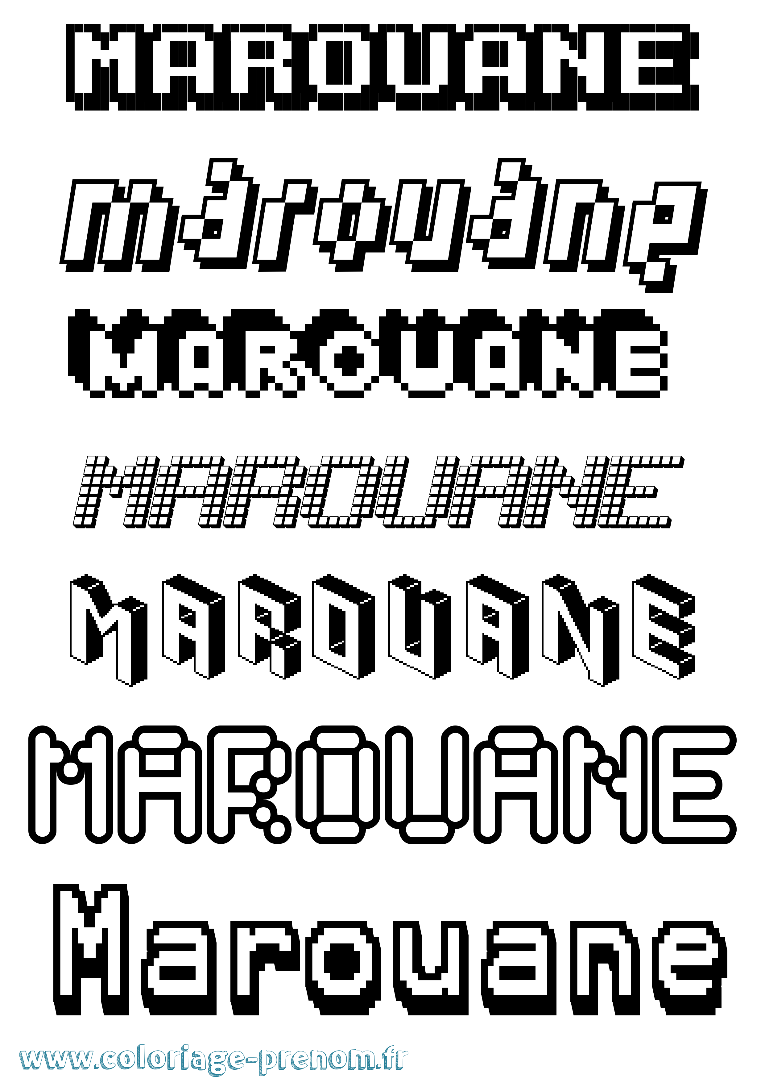 Coloriage prénom Marouane Pixel