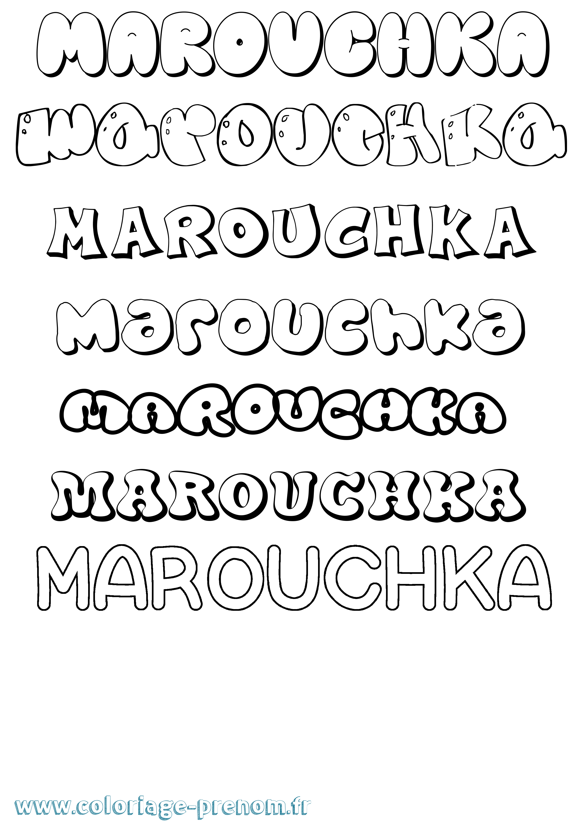 Coloriage prénom Marouchka Bubble