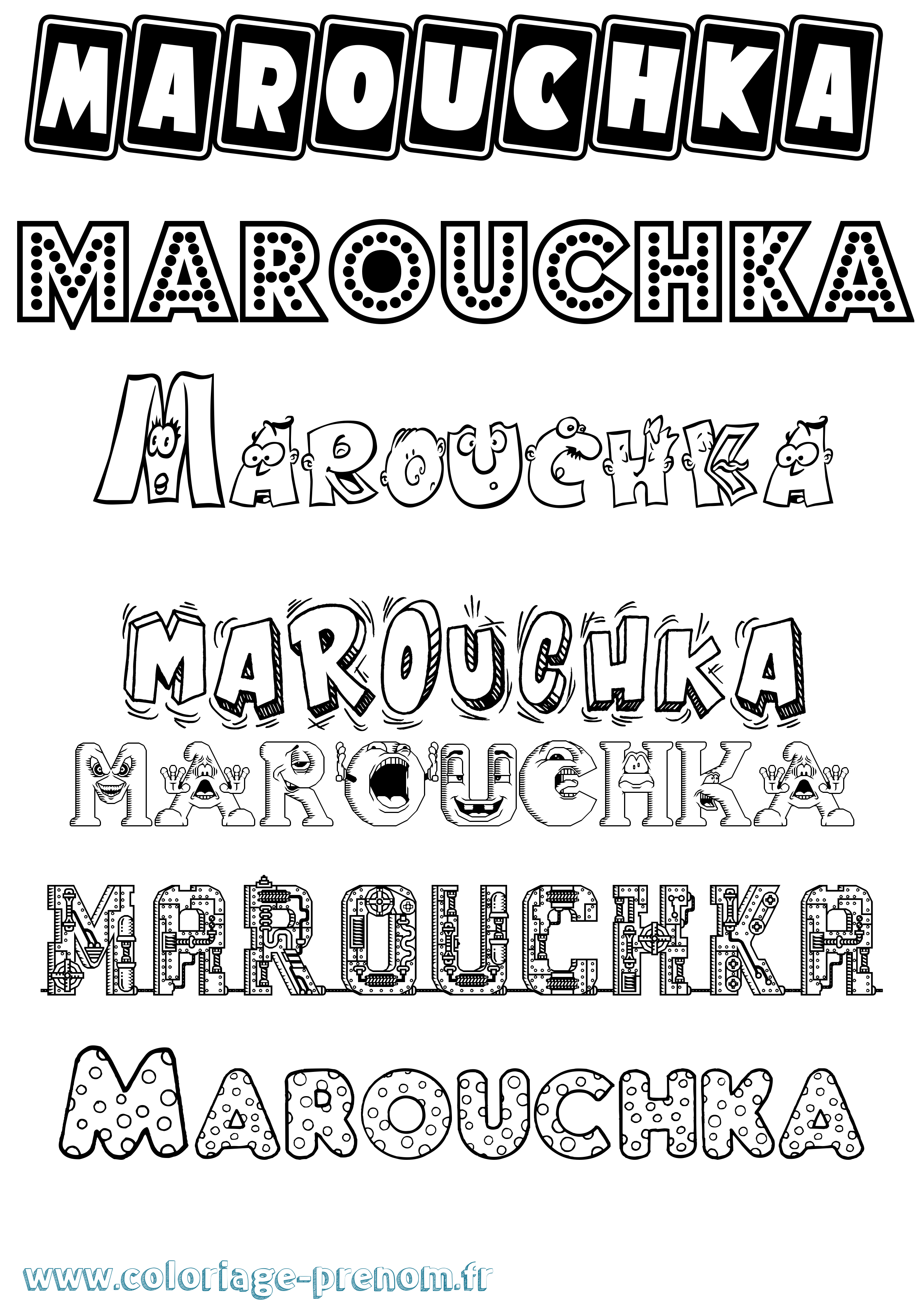 Coloriage prénom Marouchka Fun