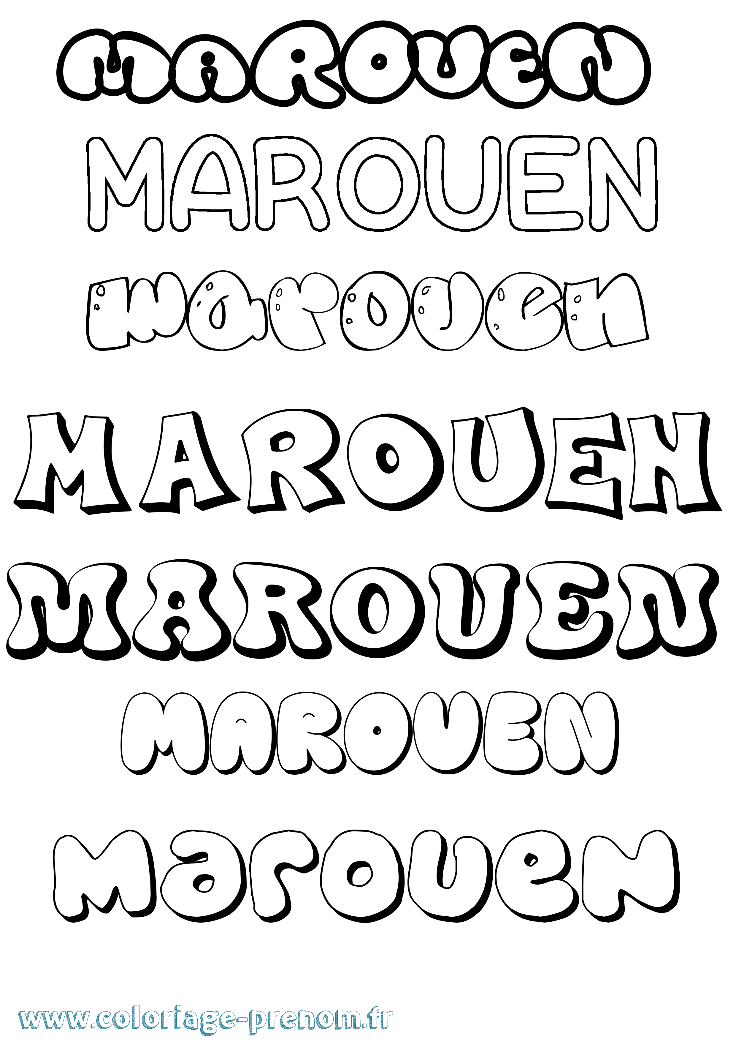 Coloriage prénom Marouen Bubble