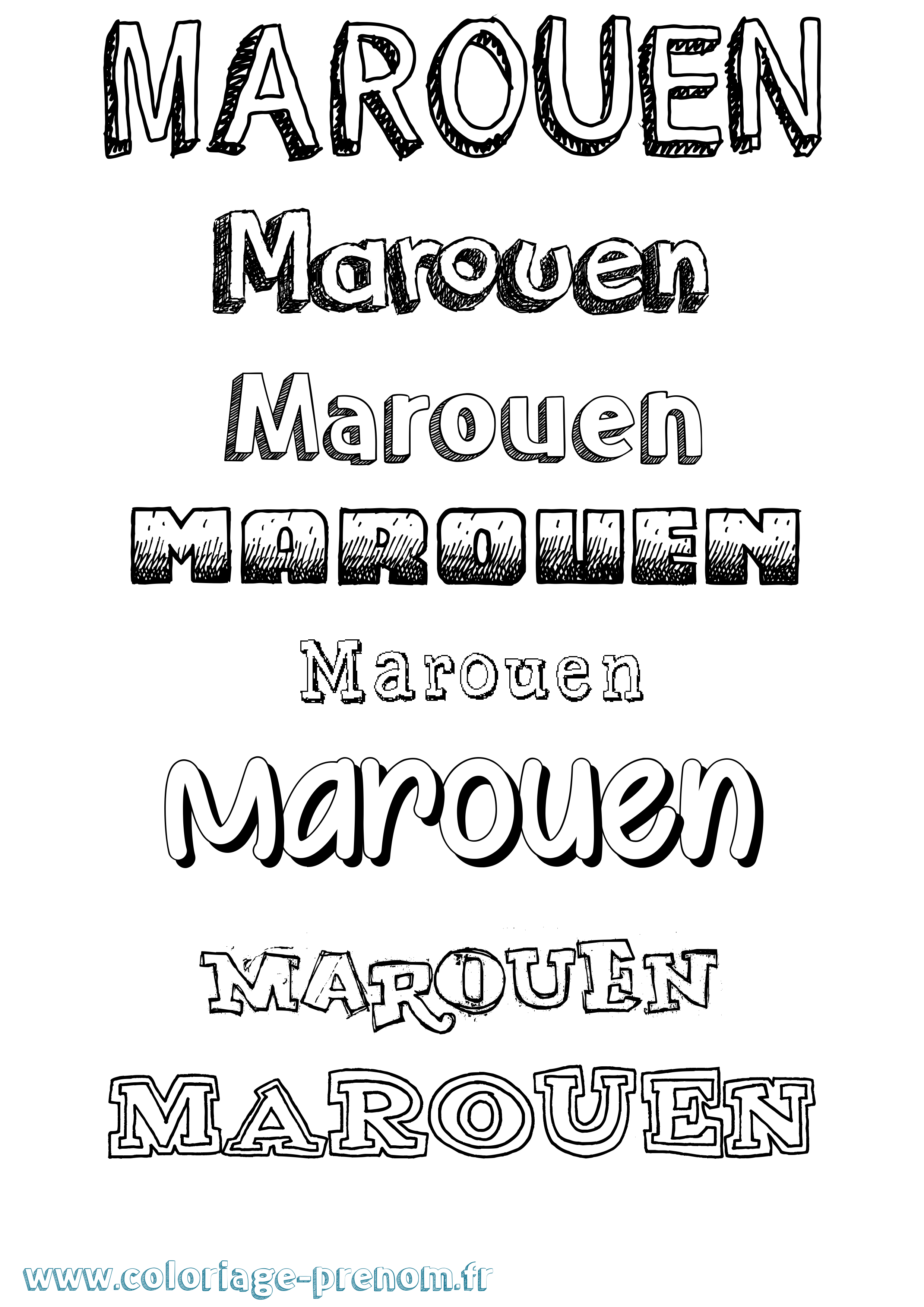 Coloriage prénom Marouen Dessiné