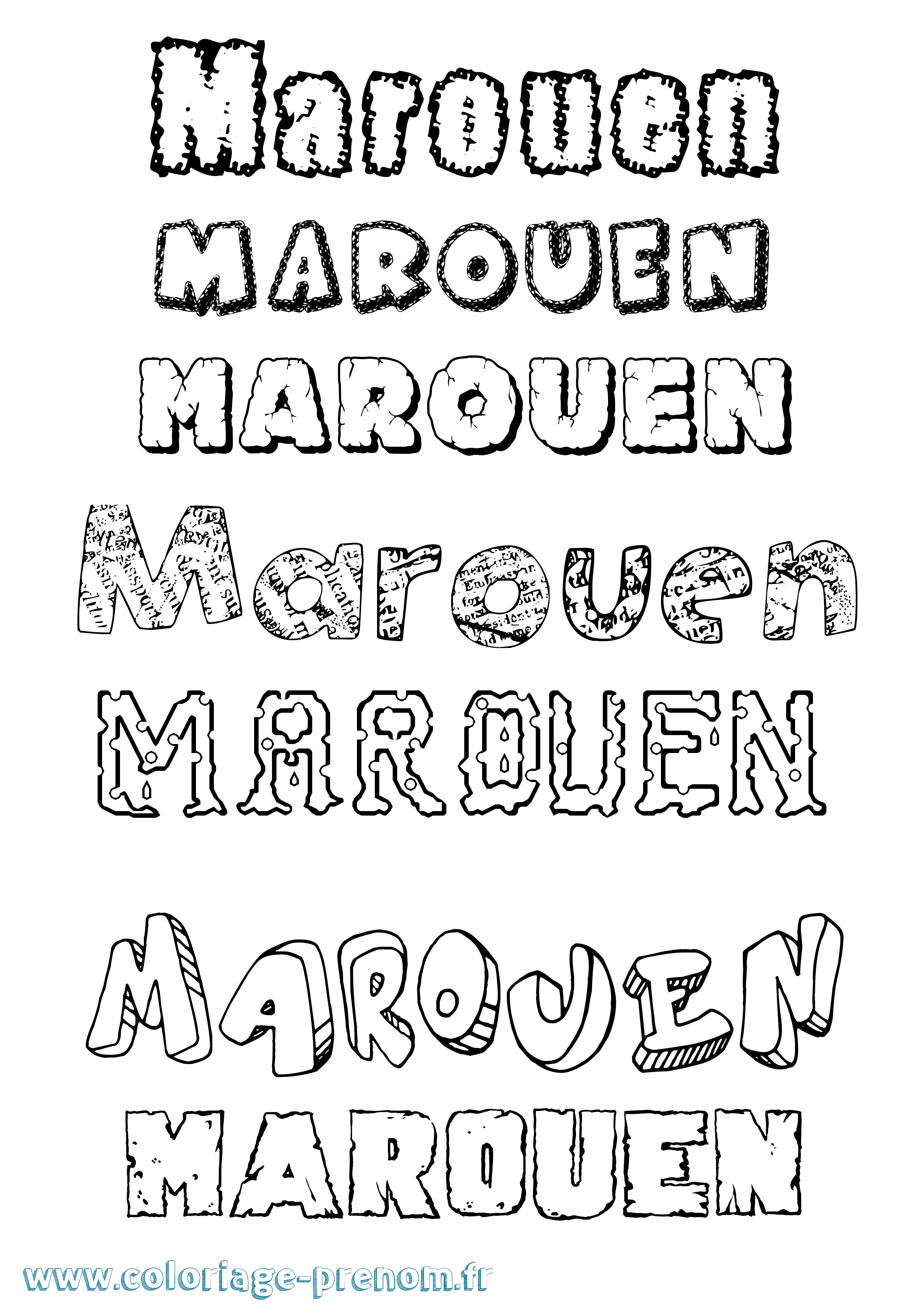 Coloriage prénom Marouen Destructuré