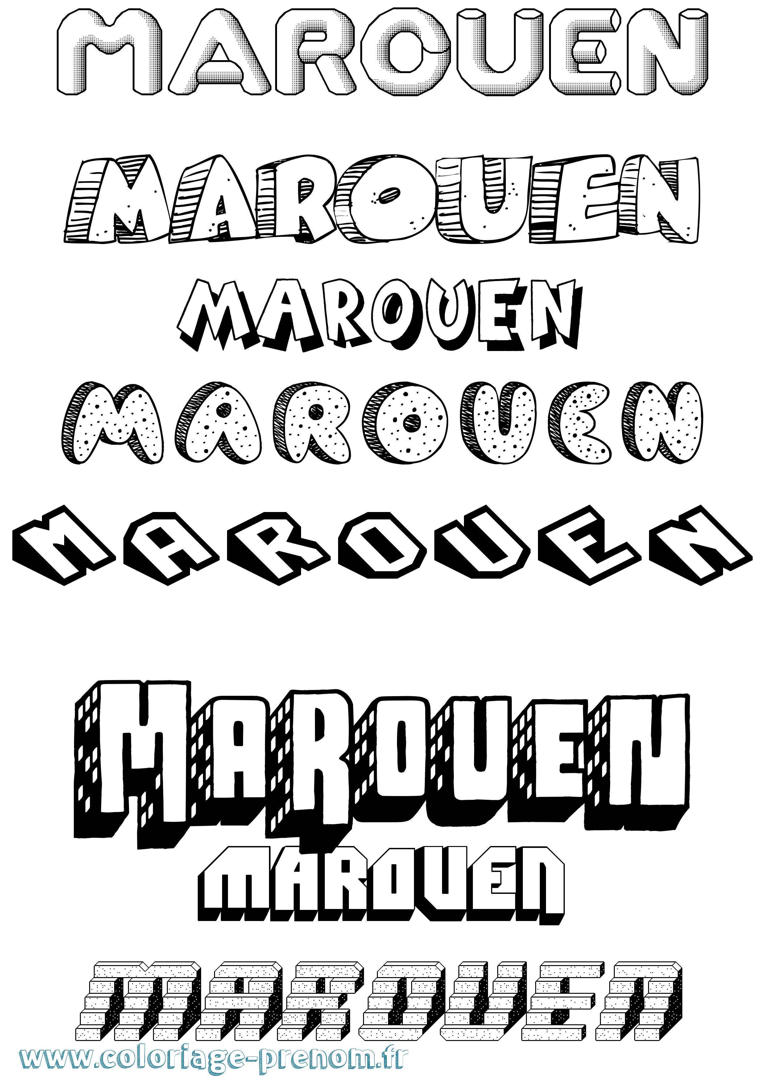 Coloriage prénom Marouen Effet 3D