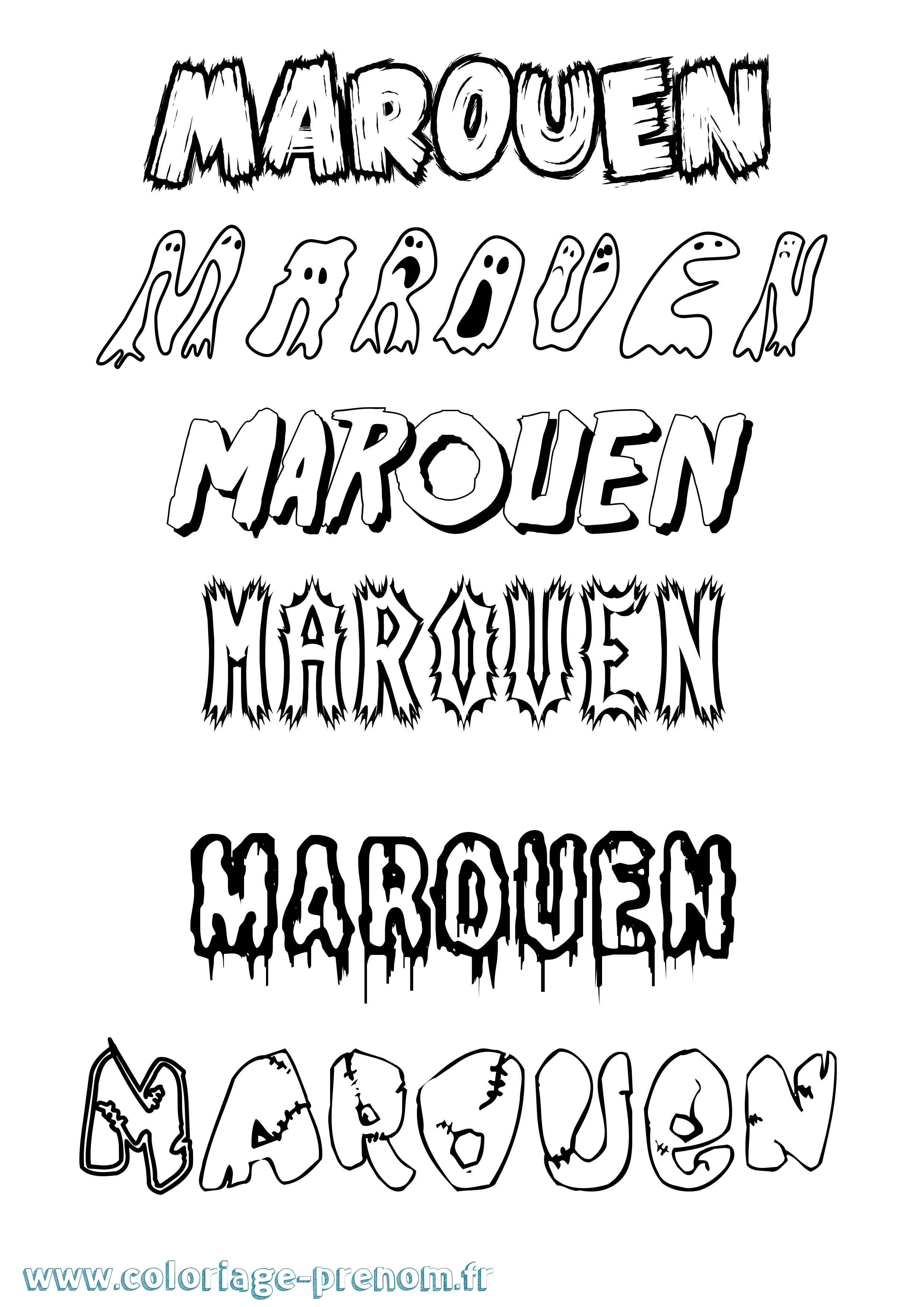 Coloriage prénom Marouen Frisson