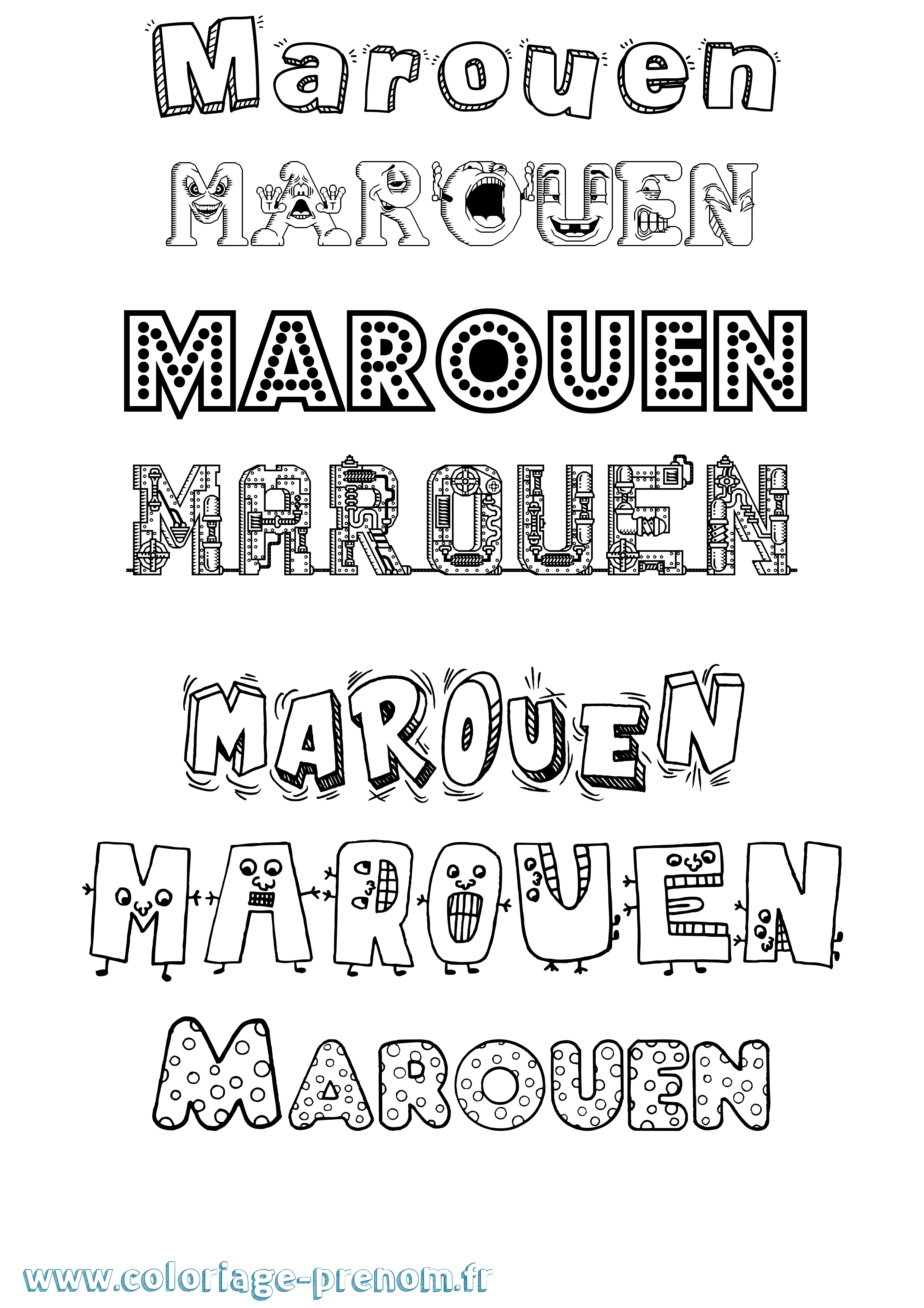 Coloriage prénom Marouen Fun
