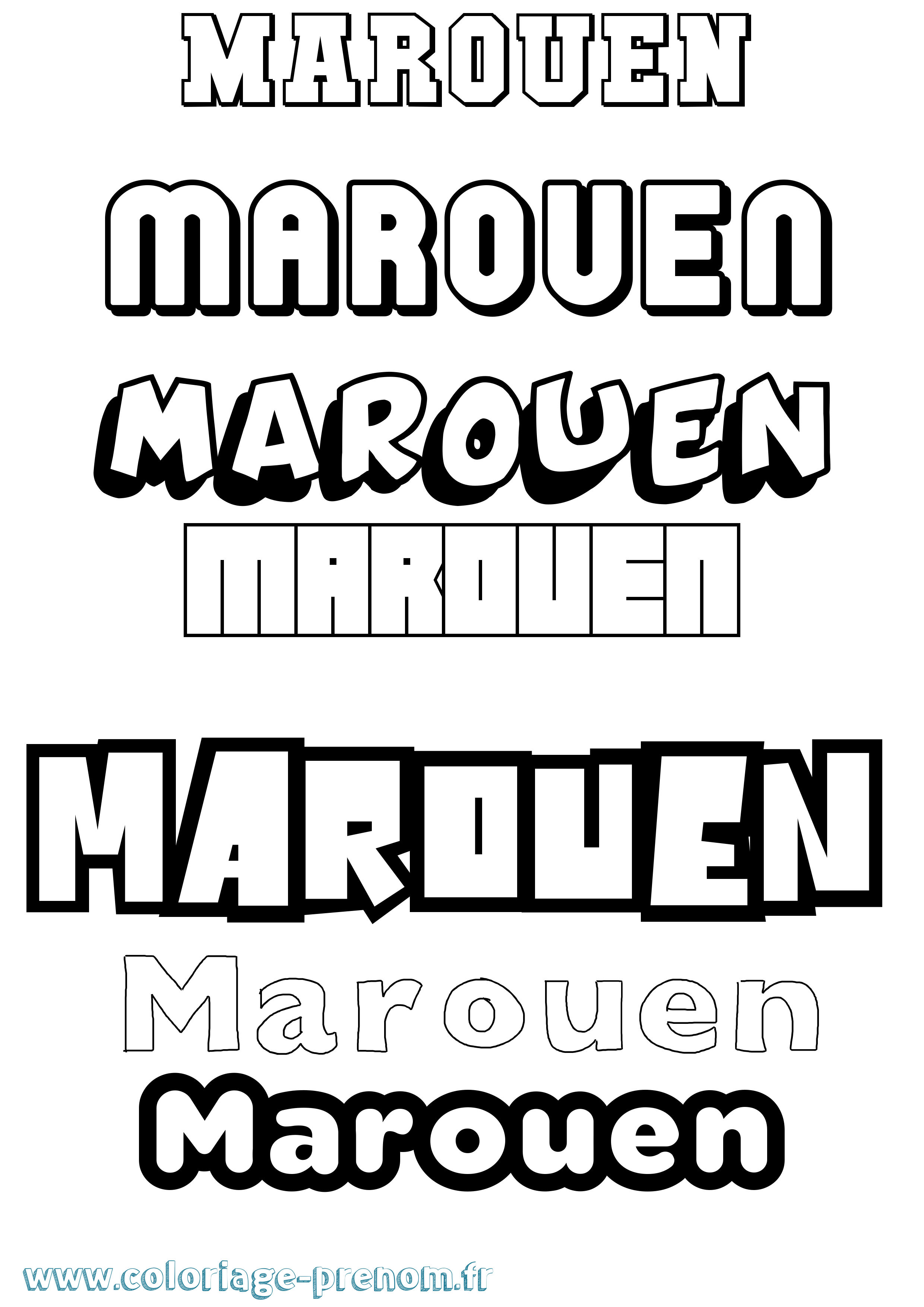 Coloriage prénom Marouen Simple