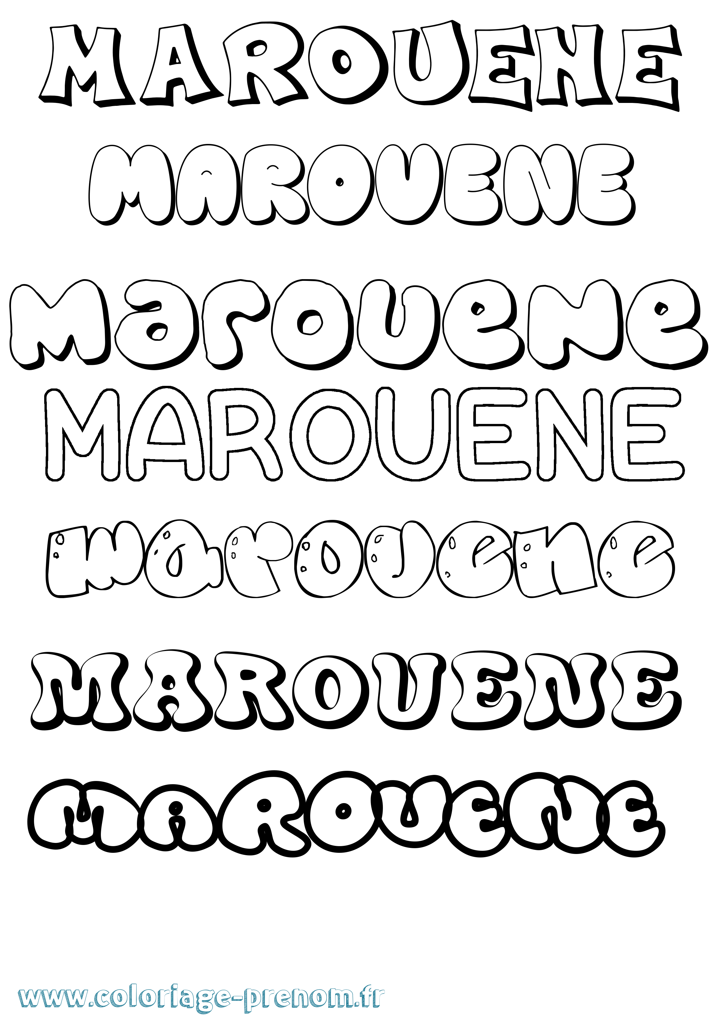 Coloriage prénom Marouene Bubble