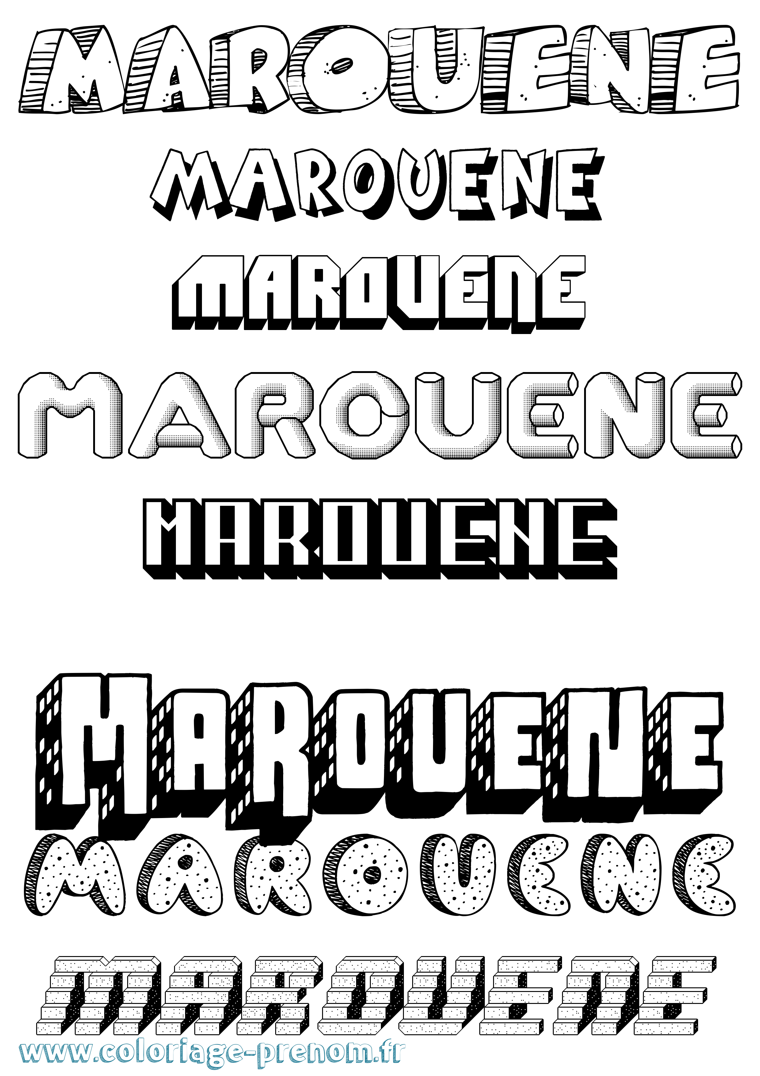 Coloriage prénom Marouene Effet 3D