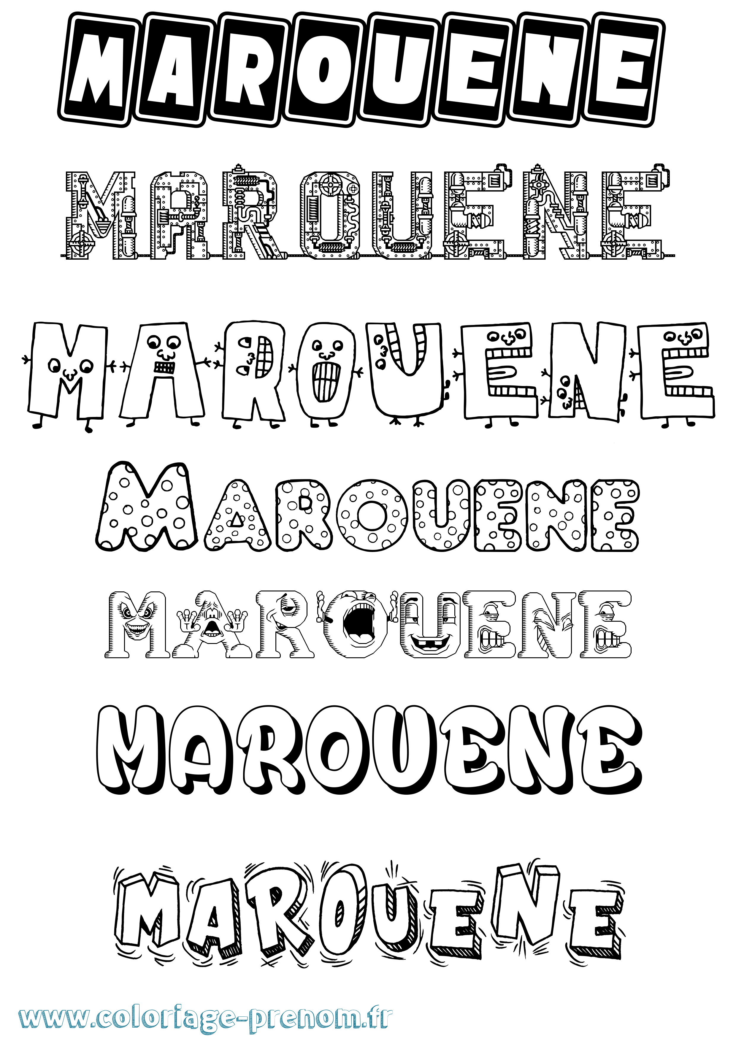 Coloriage prénom Marouene Fun