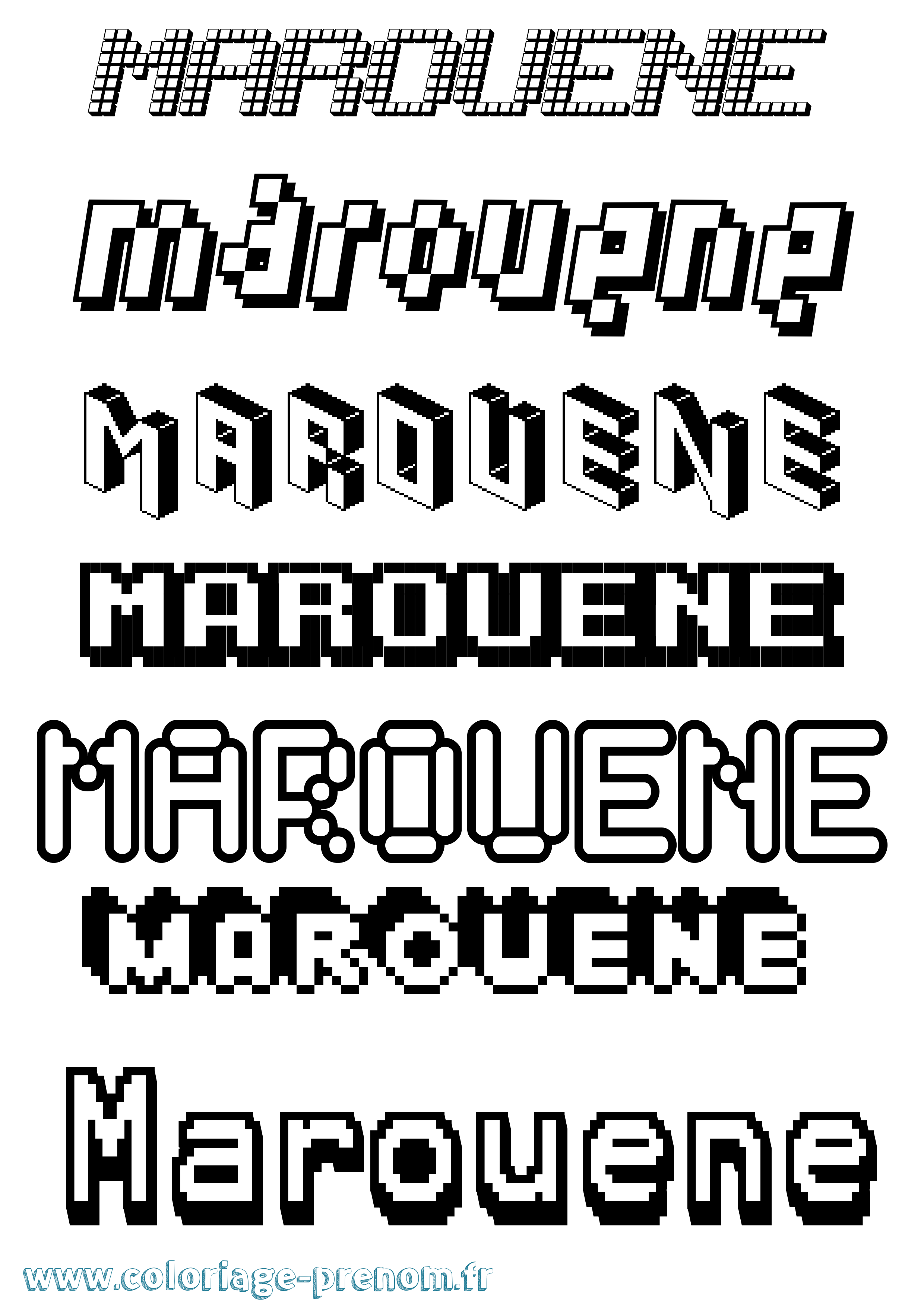 Coloriage prénom Marouene Pixel