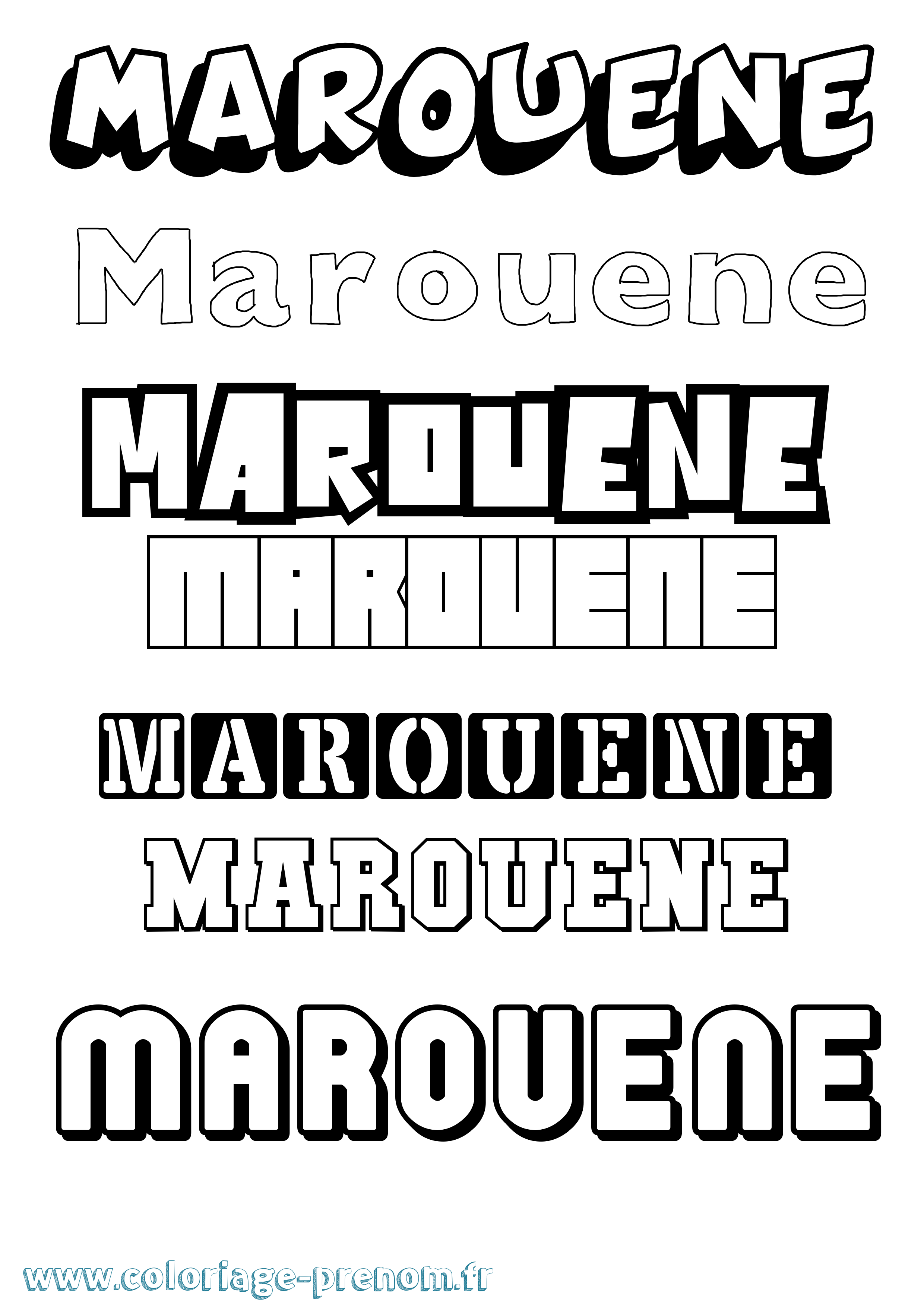 Coloriage prénom Marouene Simple