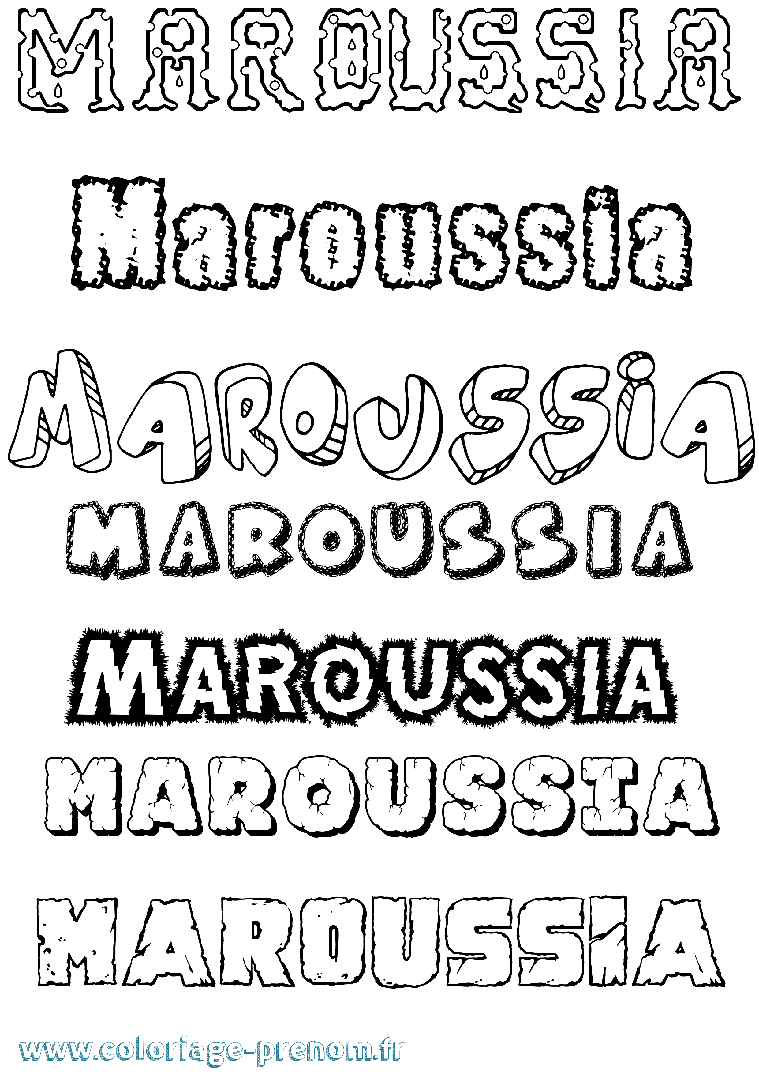Coloriage prénom Maroussia Destructuré