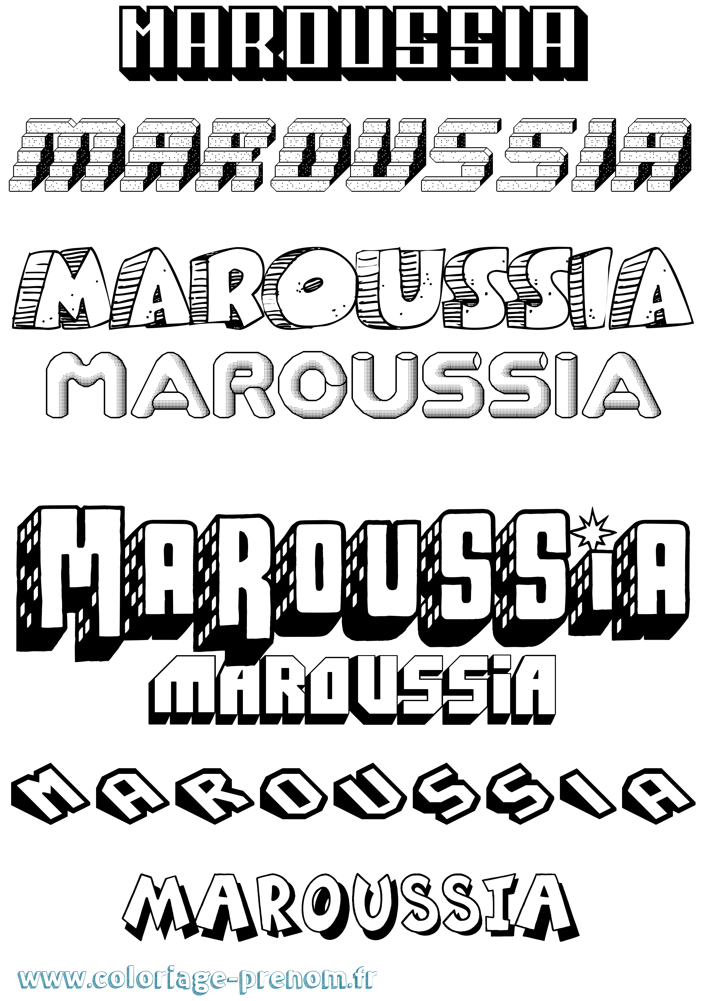 Coloriage prénom Maroussia Effet 3D