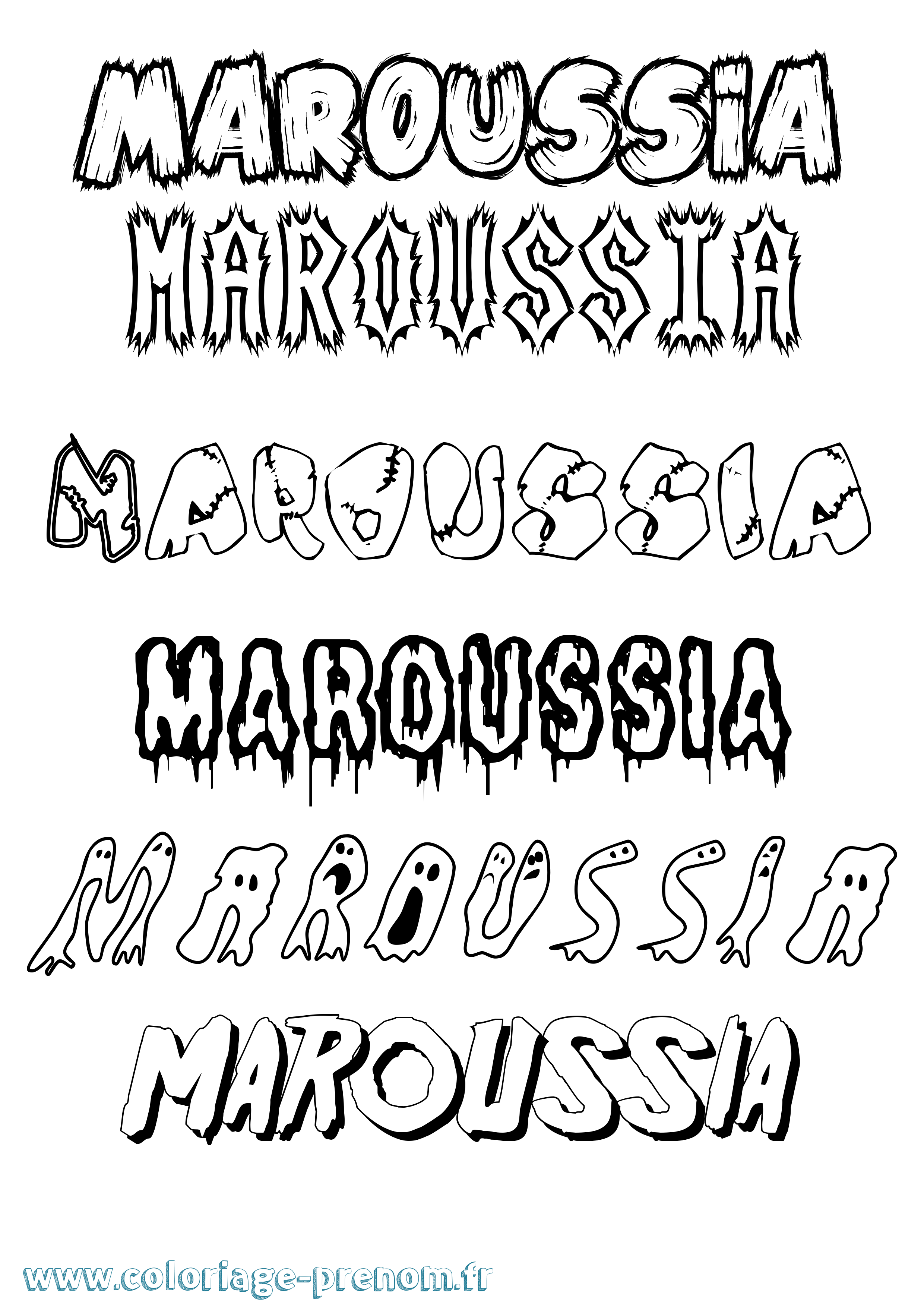 Coloriage prénom Maroussia Frisson