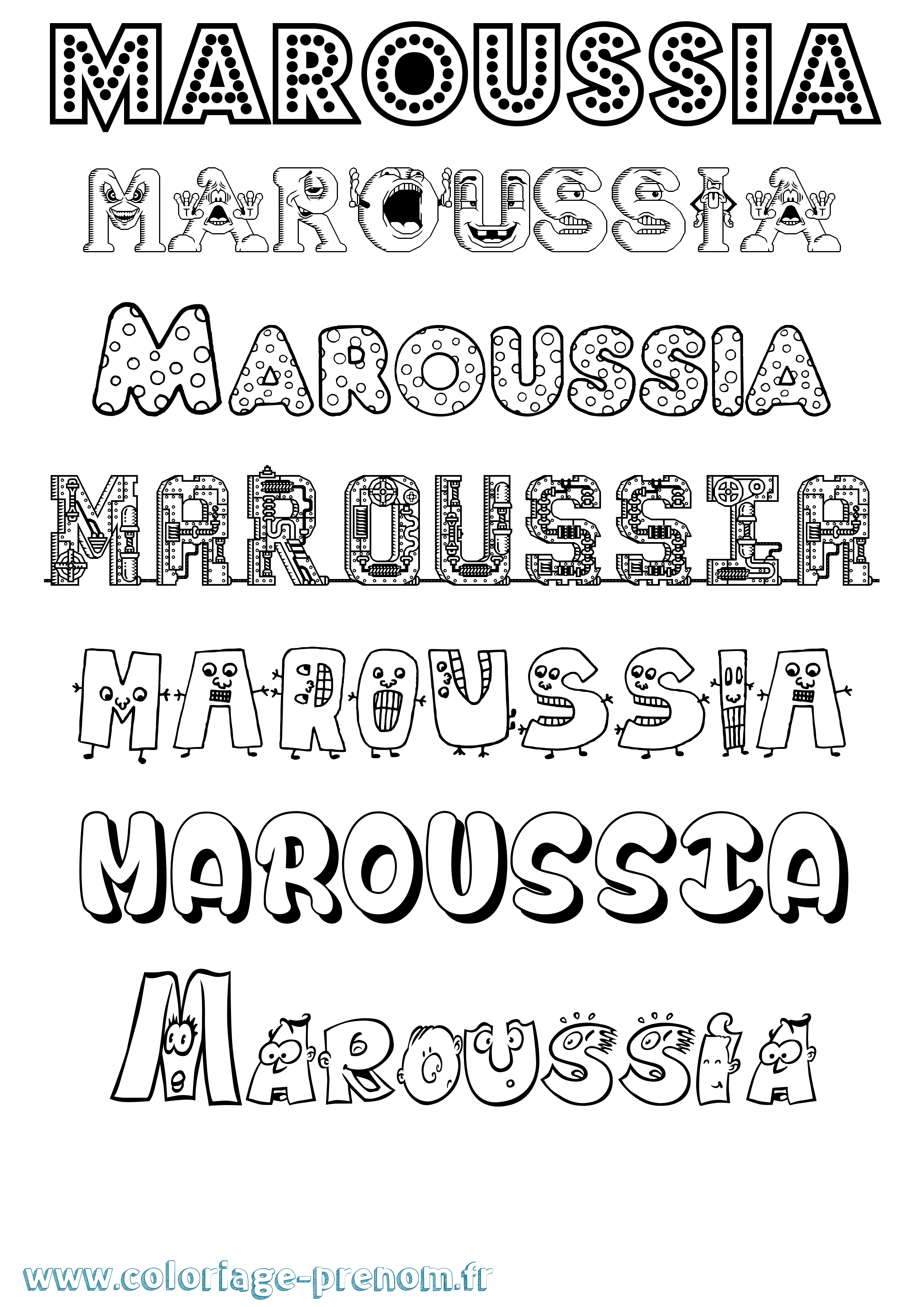 Coloriage prénom Maroussia Fun