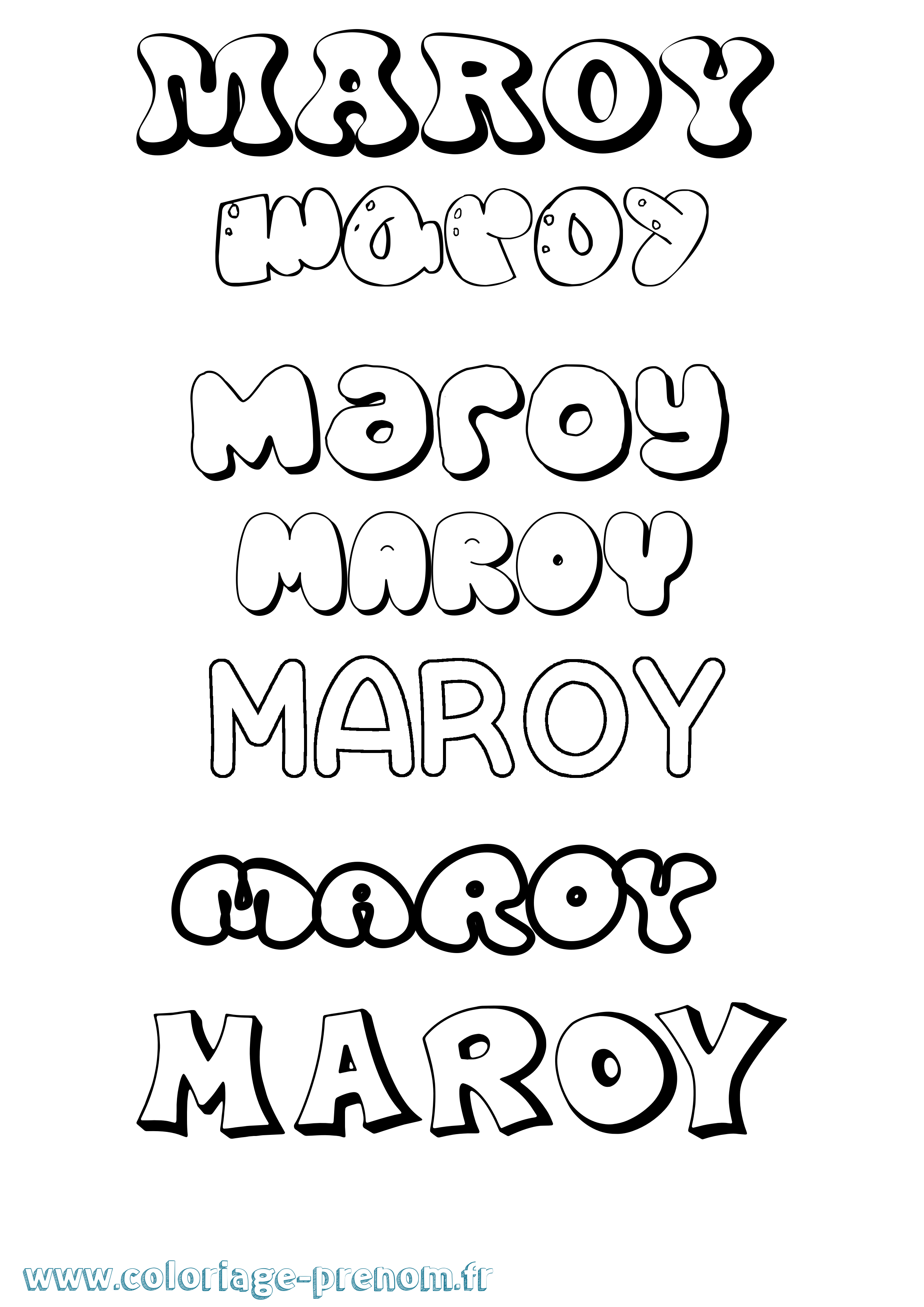 Coloriage prénom Maroy Bubble