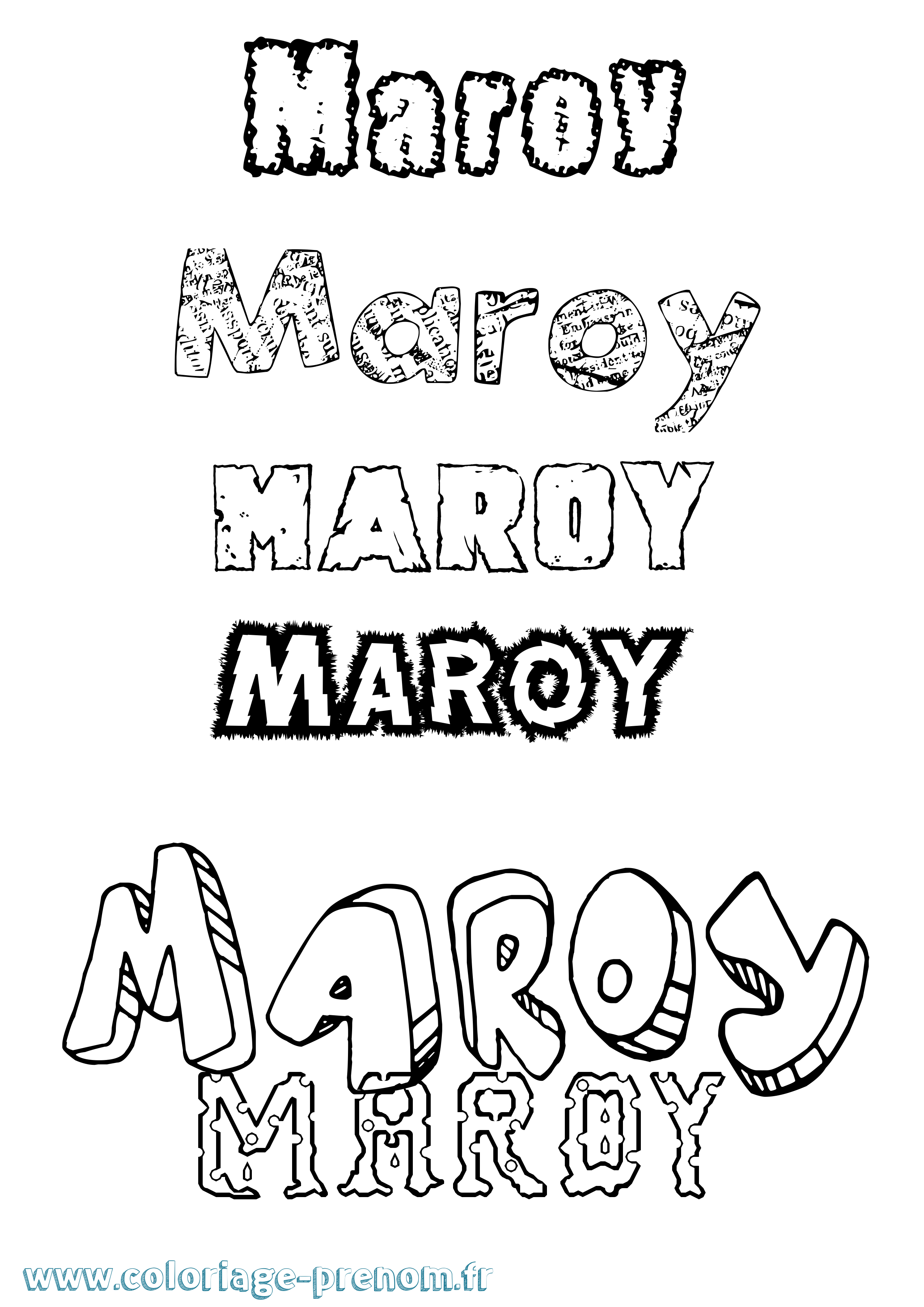 Coloriage prénom Maroy Destructuré
