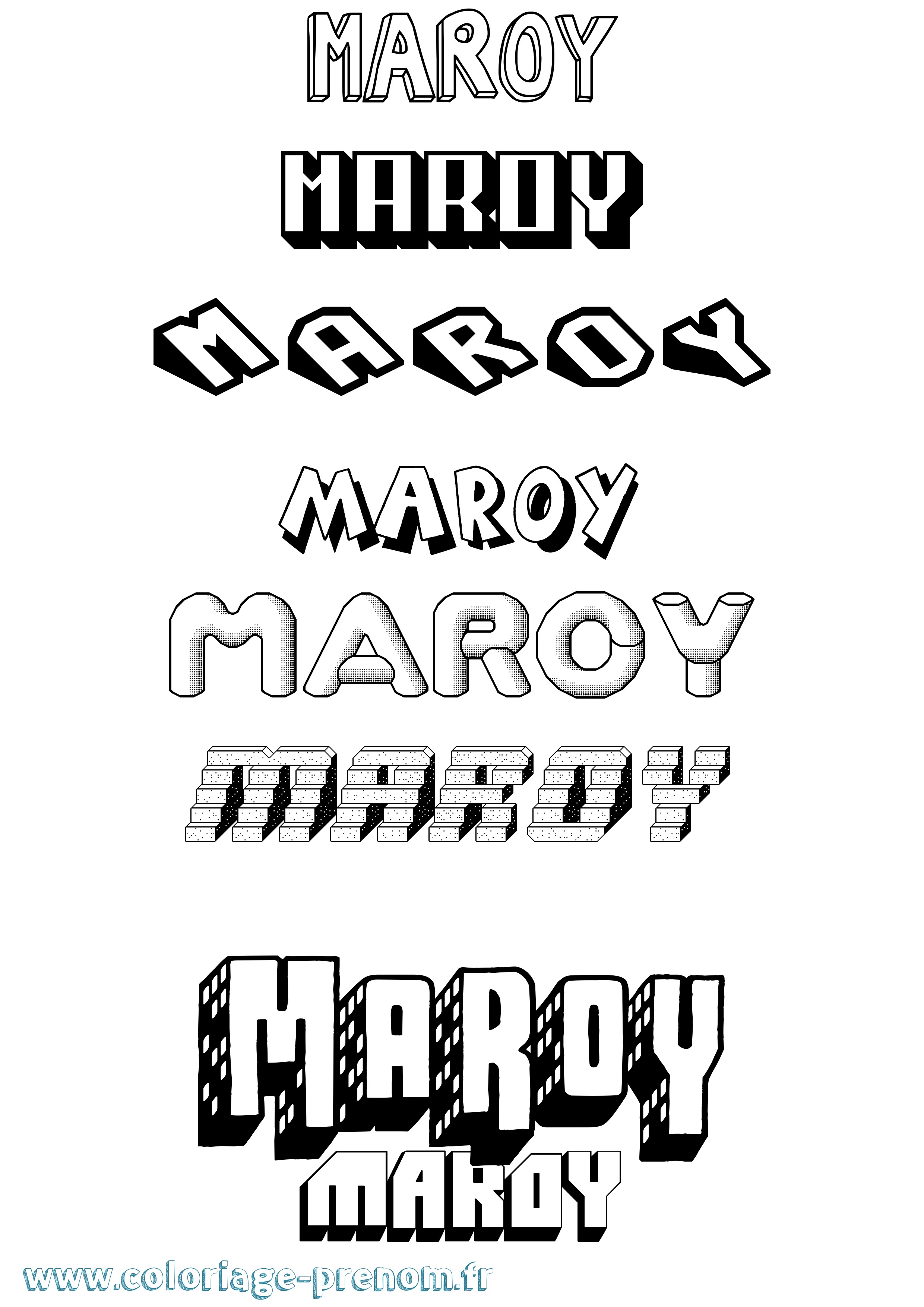 Coloriage prénom Maroy Effet 3D