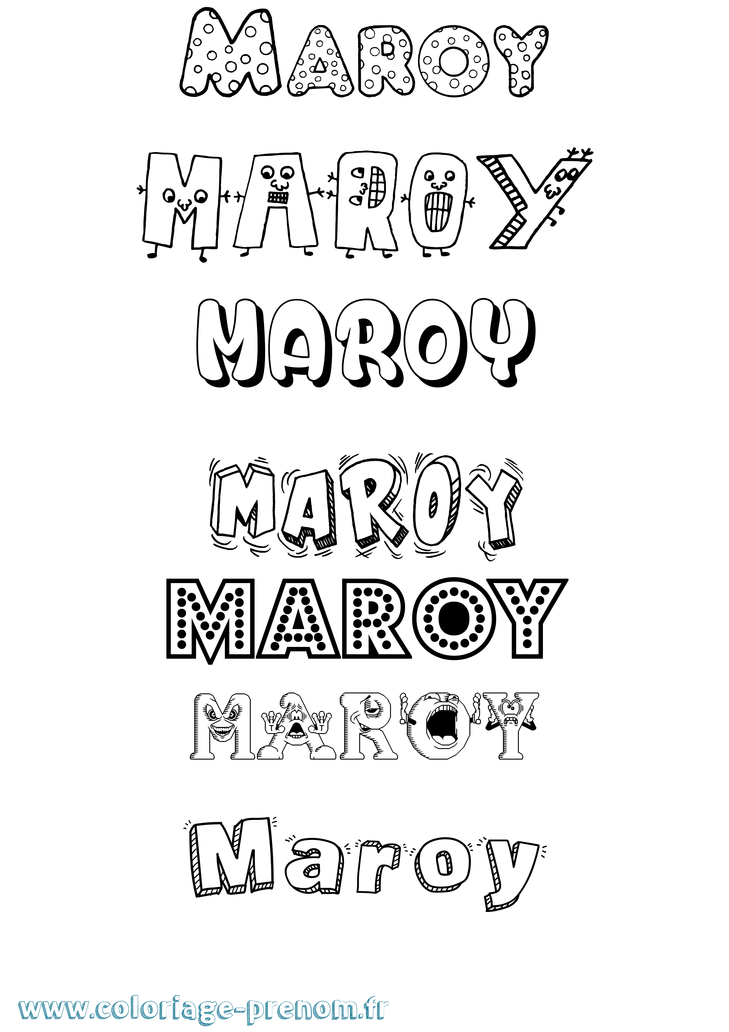 Coloriage prénom Maroy Fun