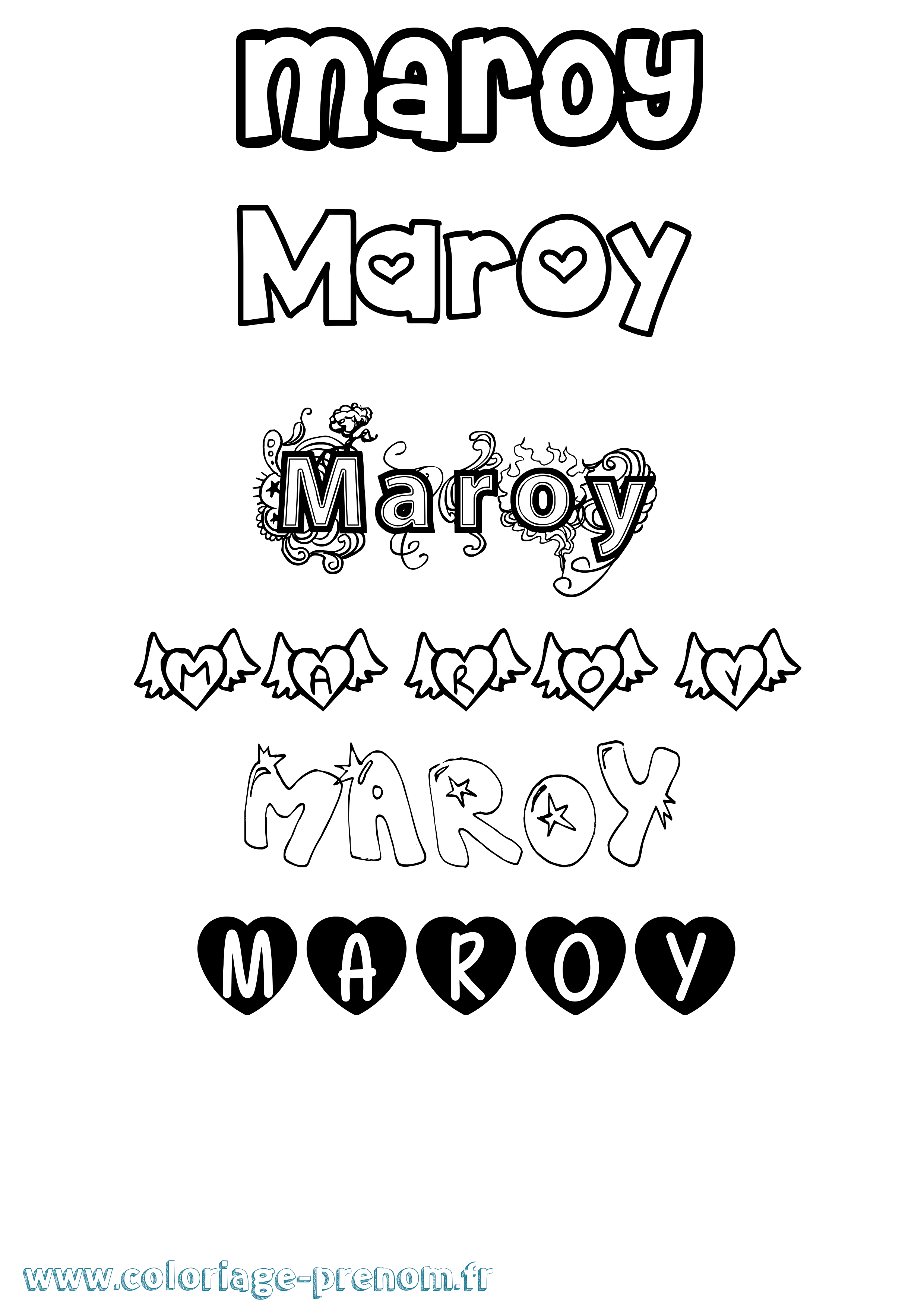 Coloriage prénom Maroy Girly