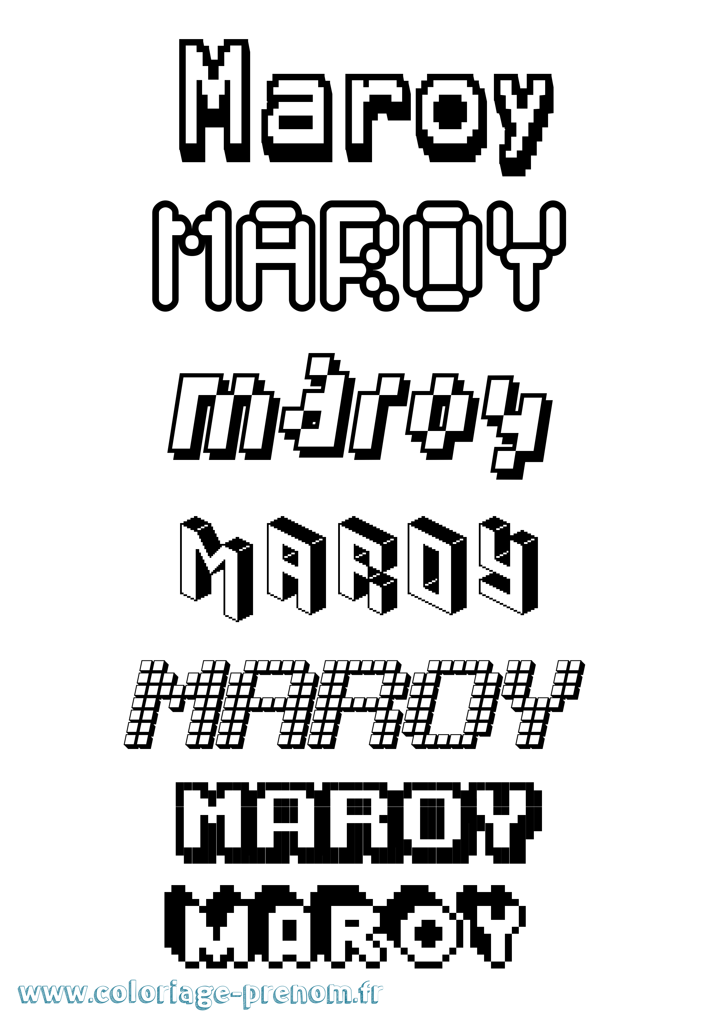 Coloriage prénom Maroy Pixel