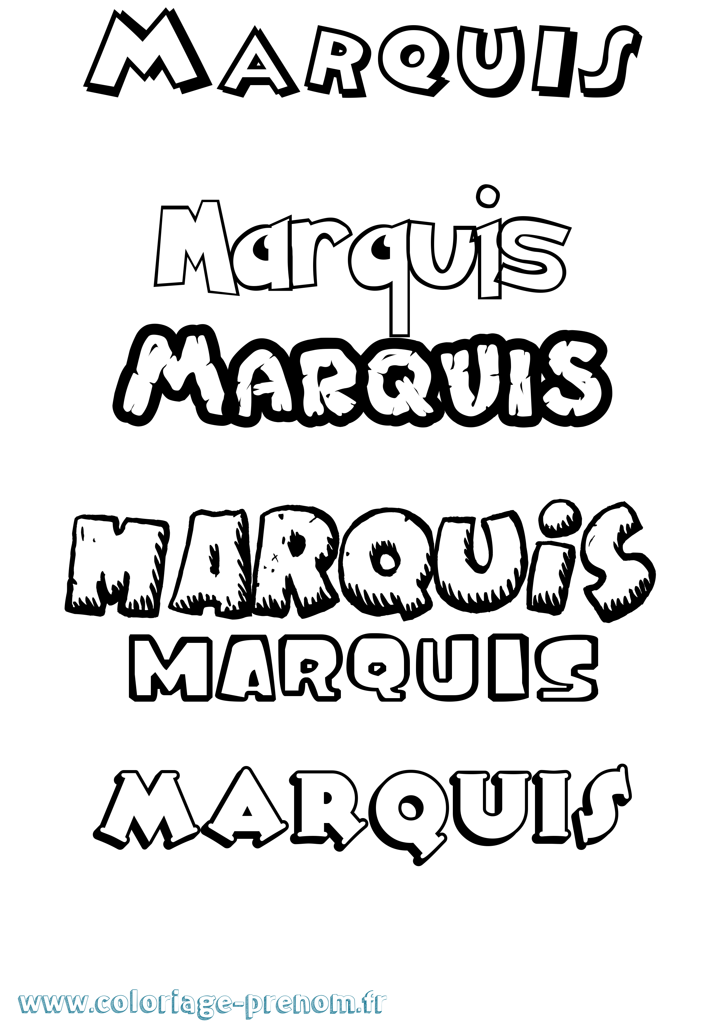 Coloriage prénom Marquis Dessin Animé