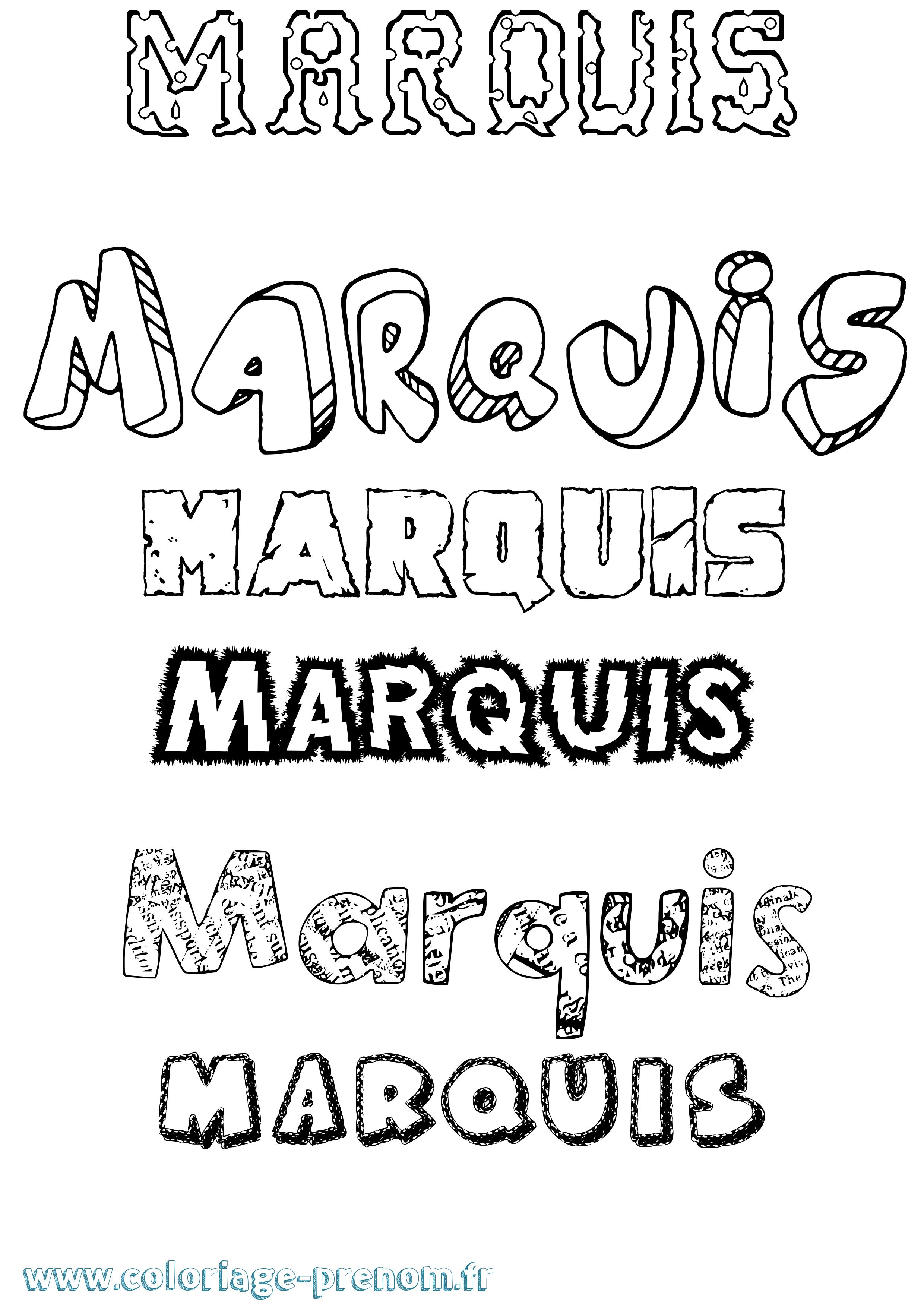 Coloriage prénom Marquis Destructuré