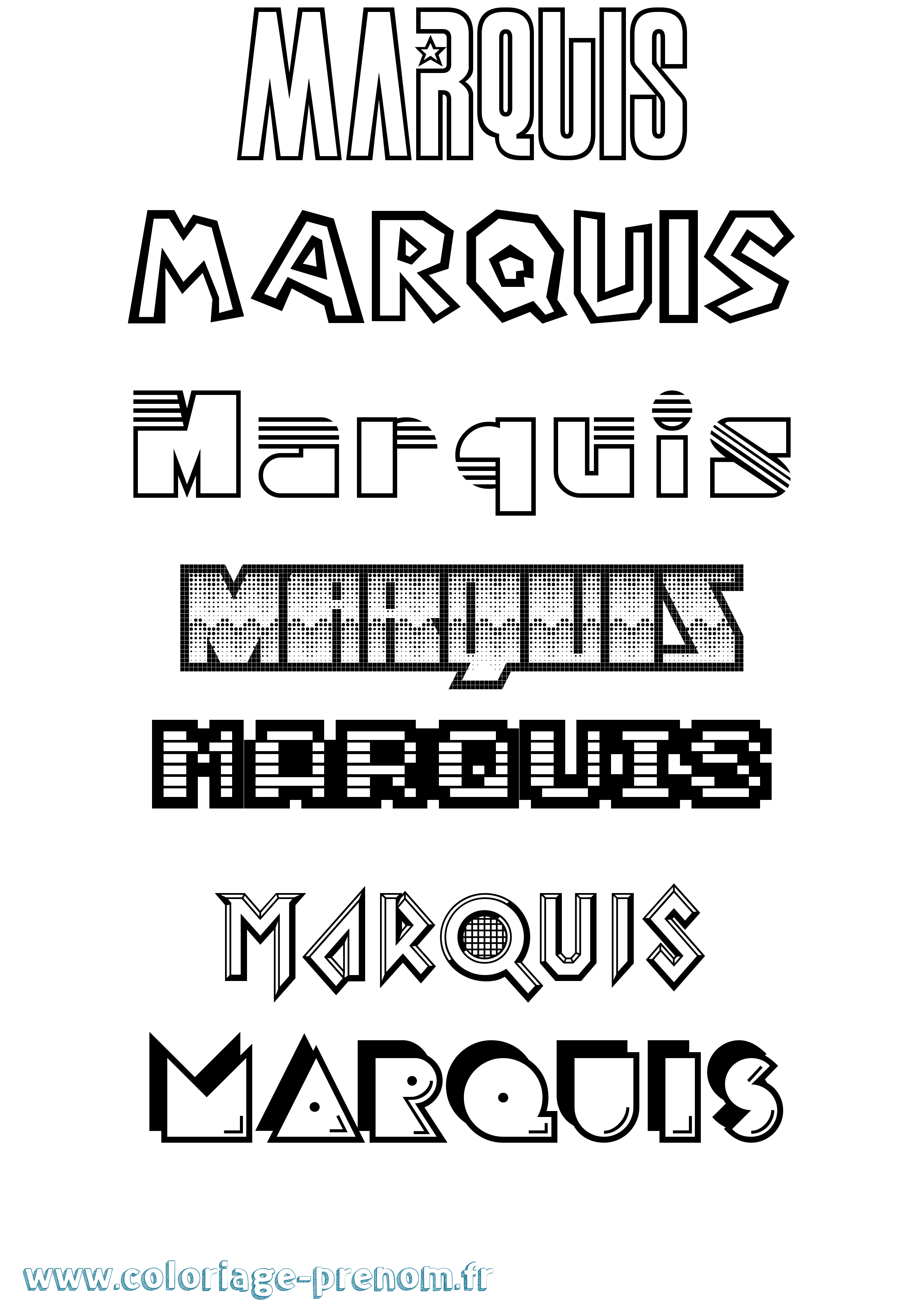 Coloriage prénom Marquis Jeux Vidéos