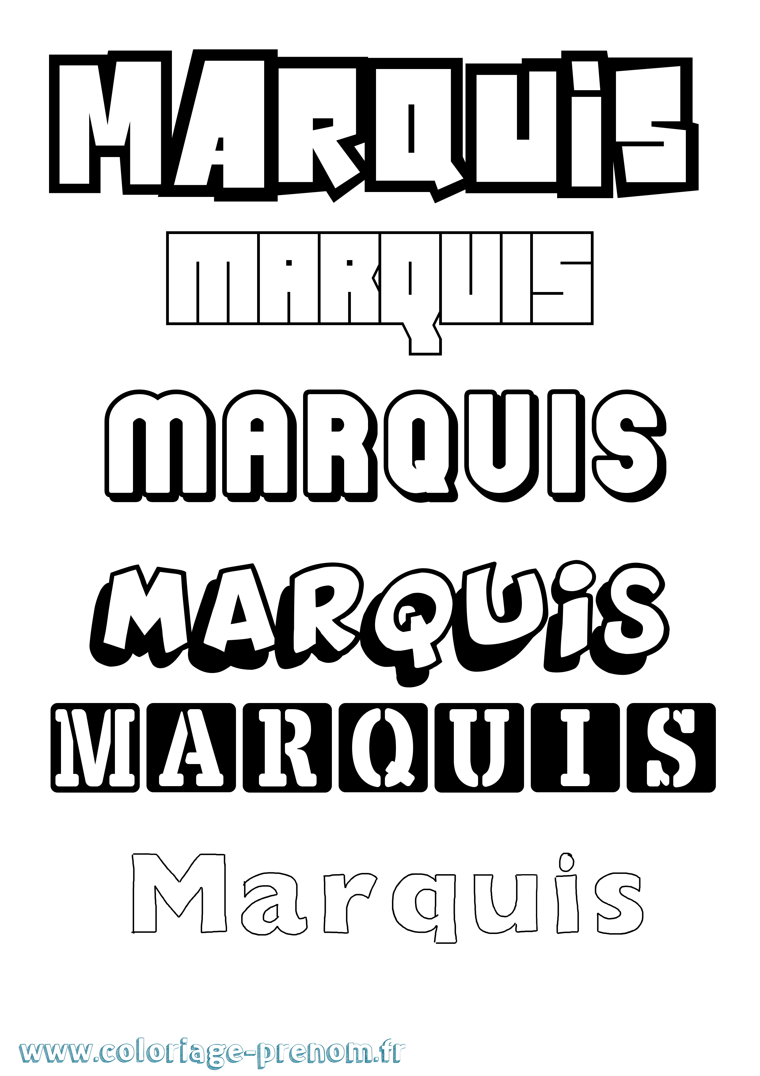 Coloriage prénom Marquis Simple