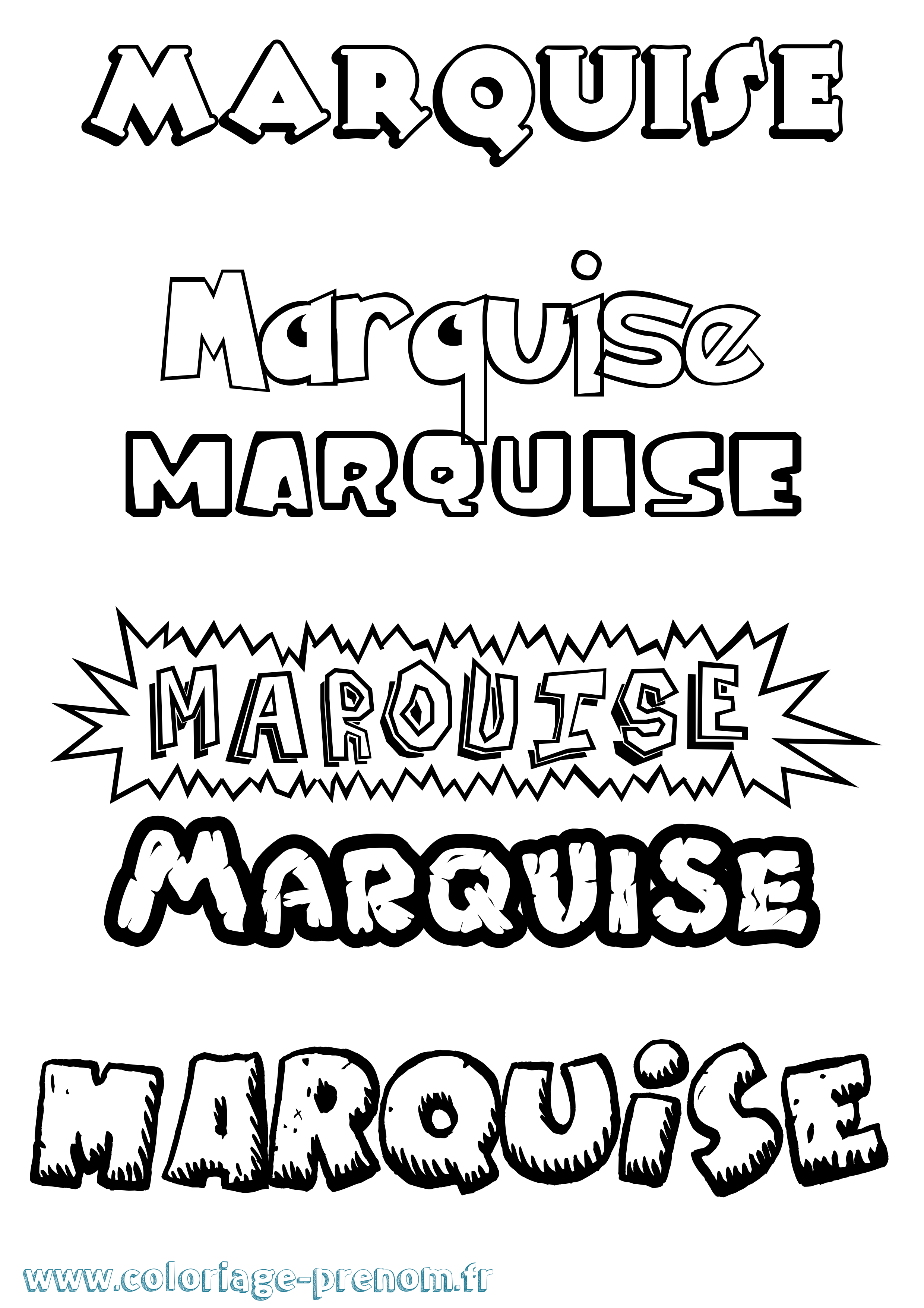 Coloriage prénom Marquise Dessin Animé