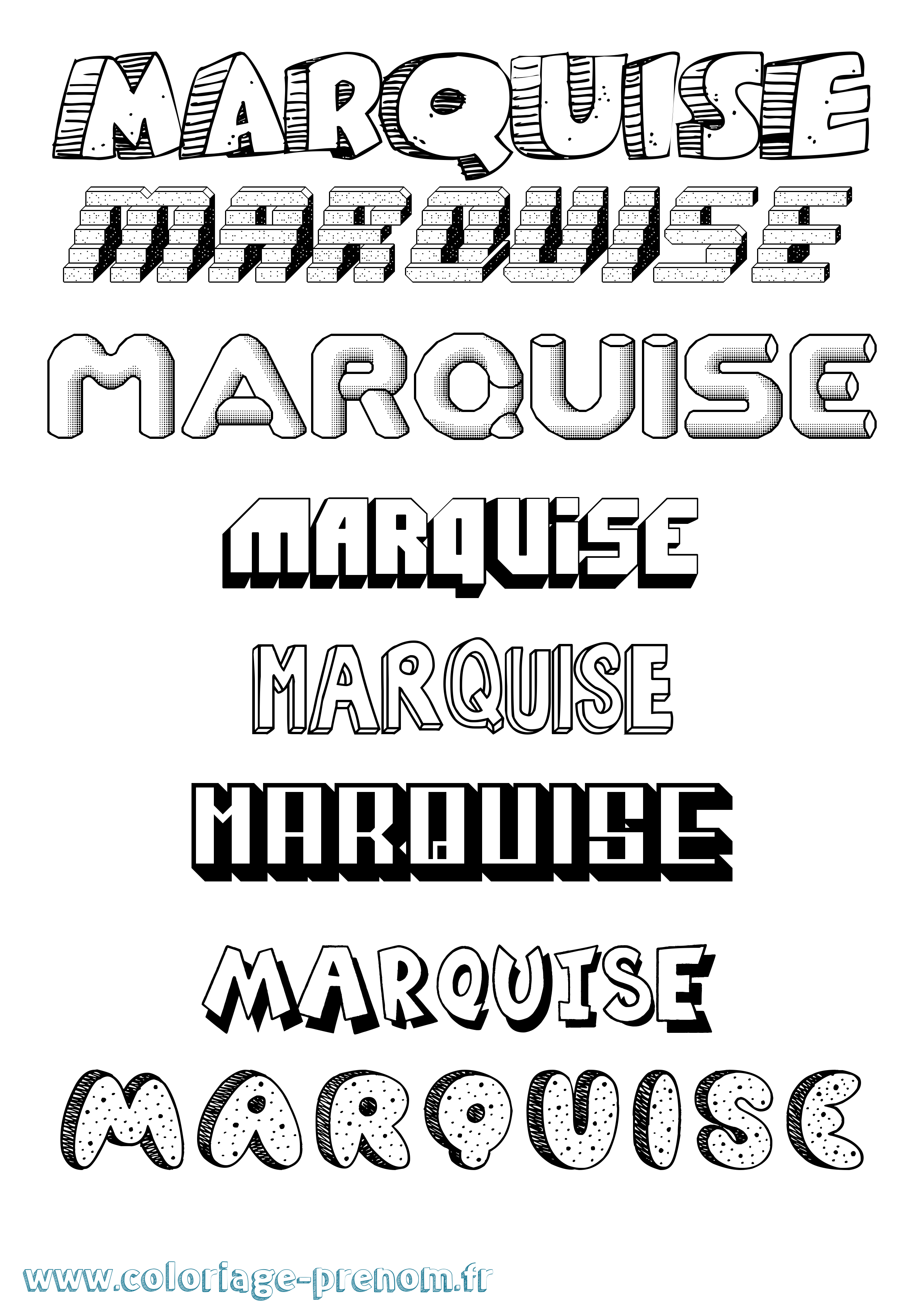 Coloriage prénom Marquise Effet 3D