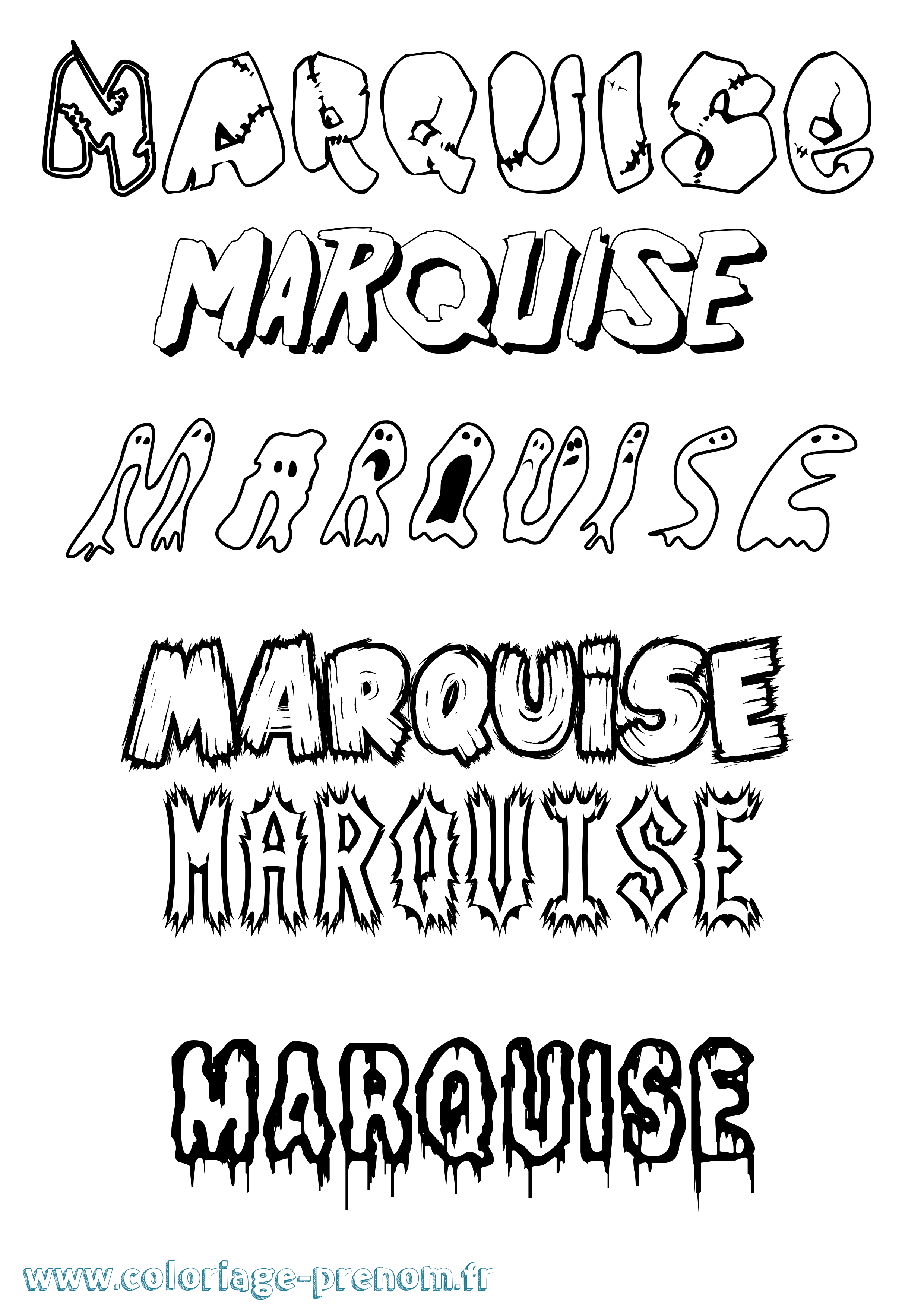 Coloriage prénom Marquise Frisson