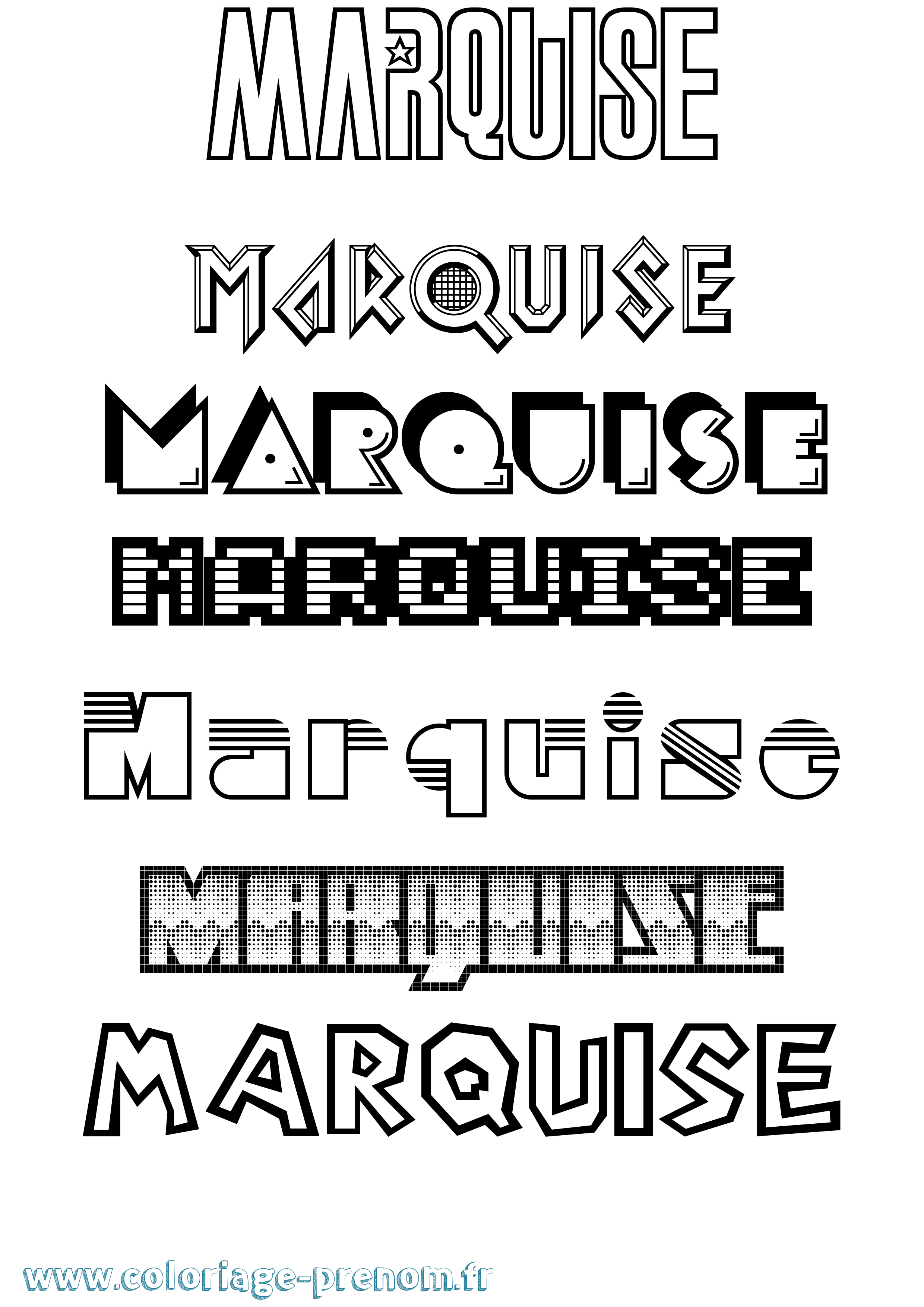 Coloriage prénom Marquise Jeux Vidéos