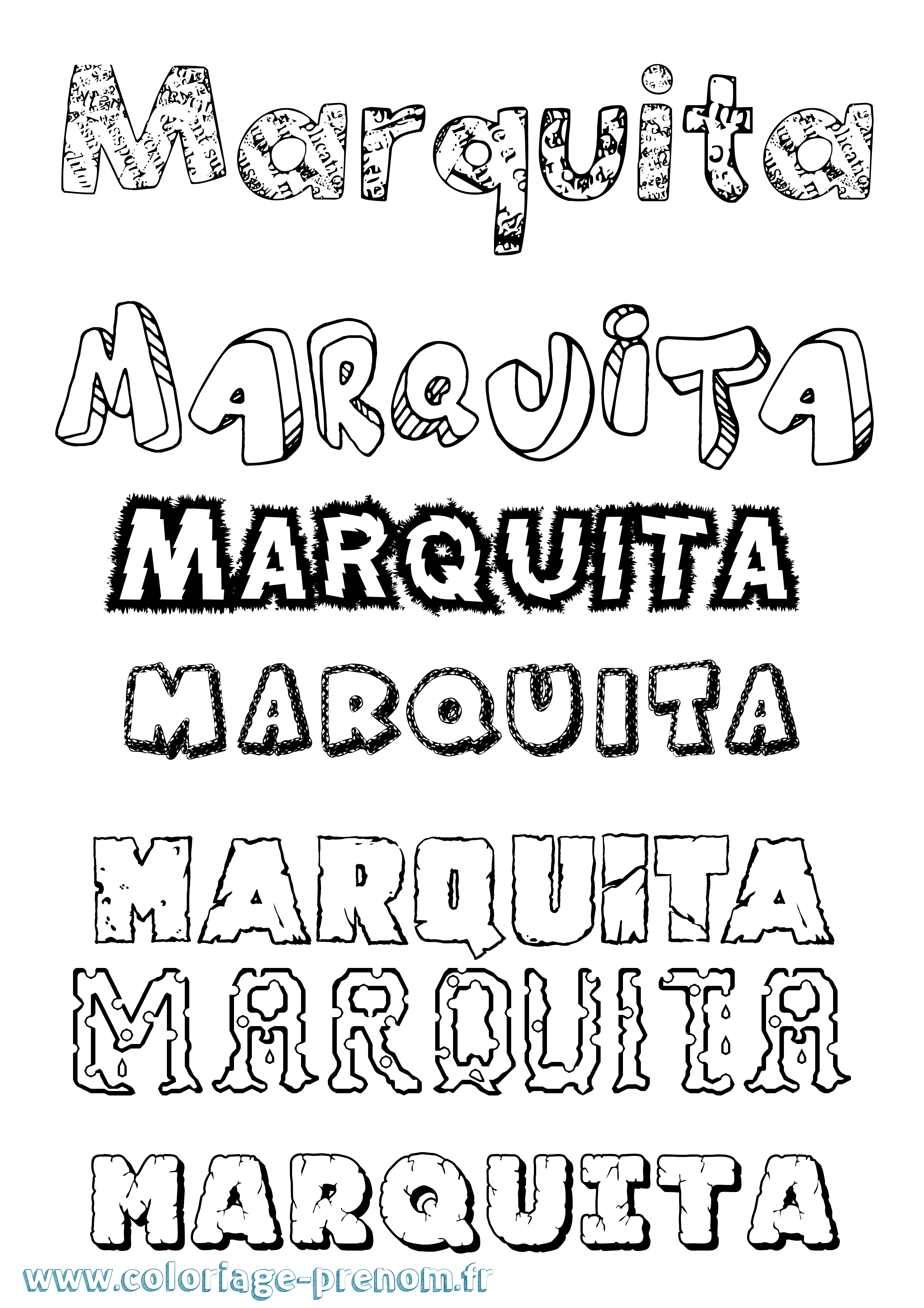 Coloriage prénom Marquita Destructuré
