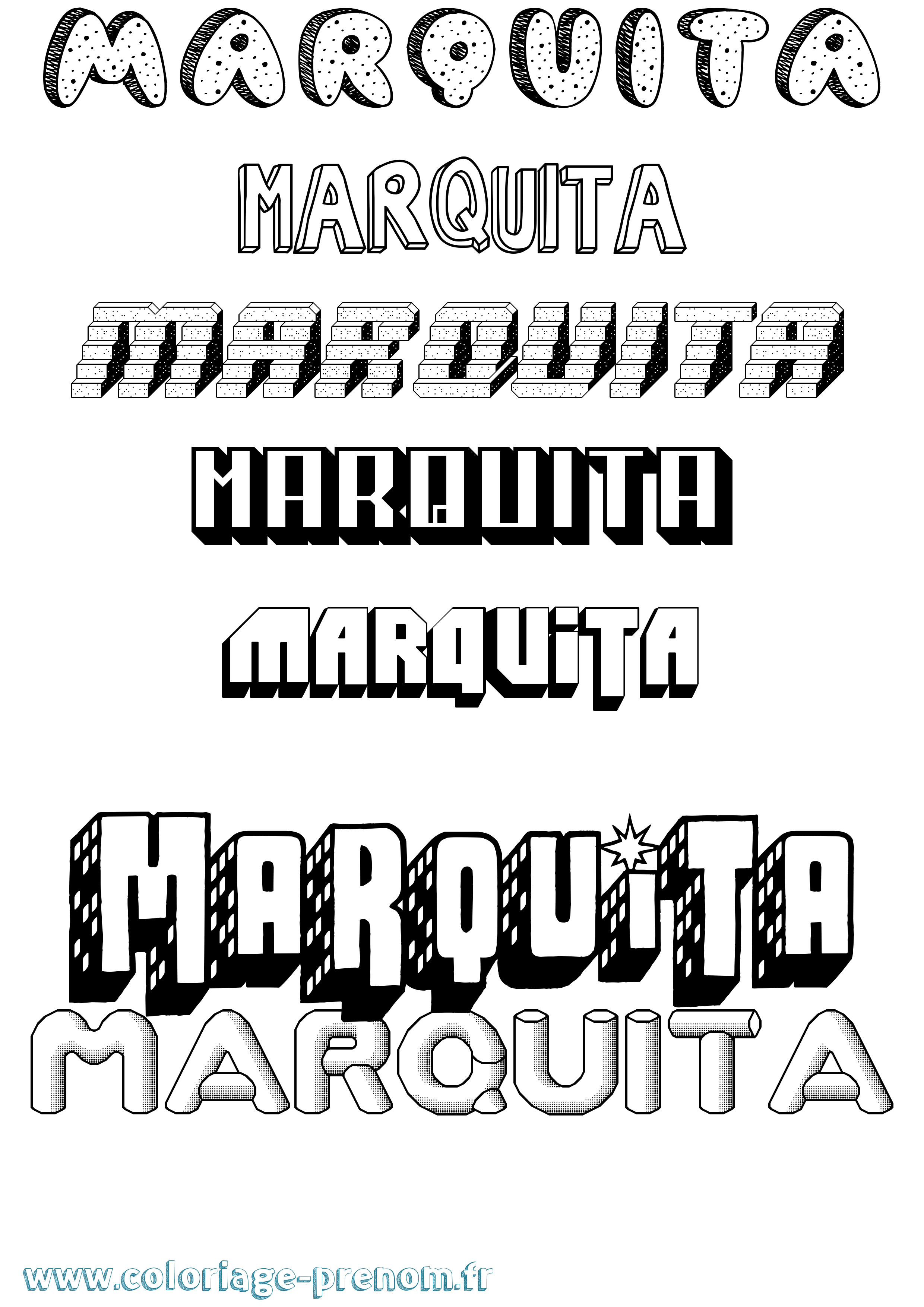 Coloriage prénom Marquita Effet 3D