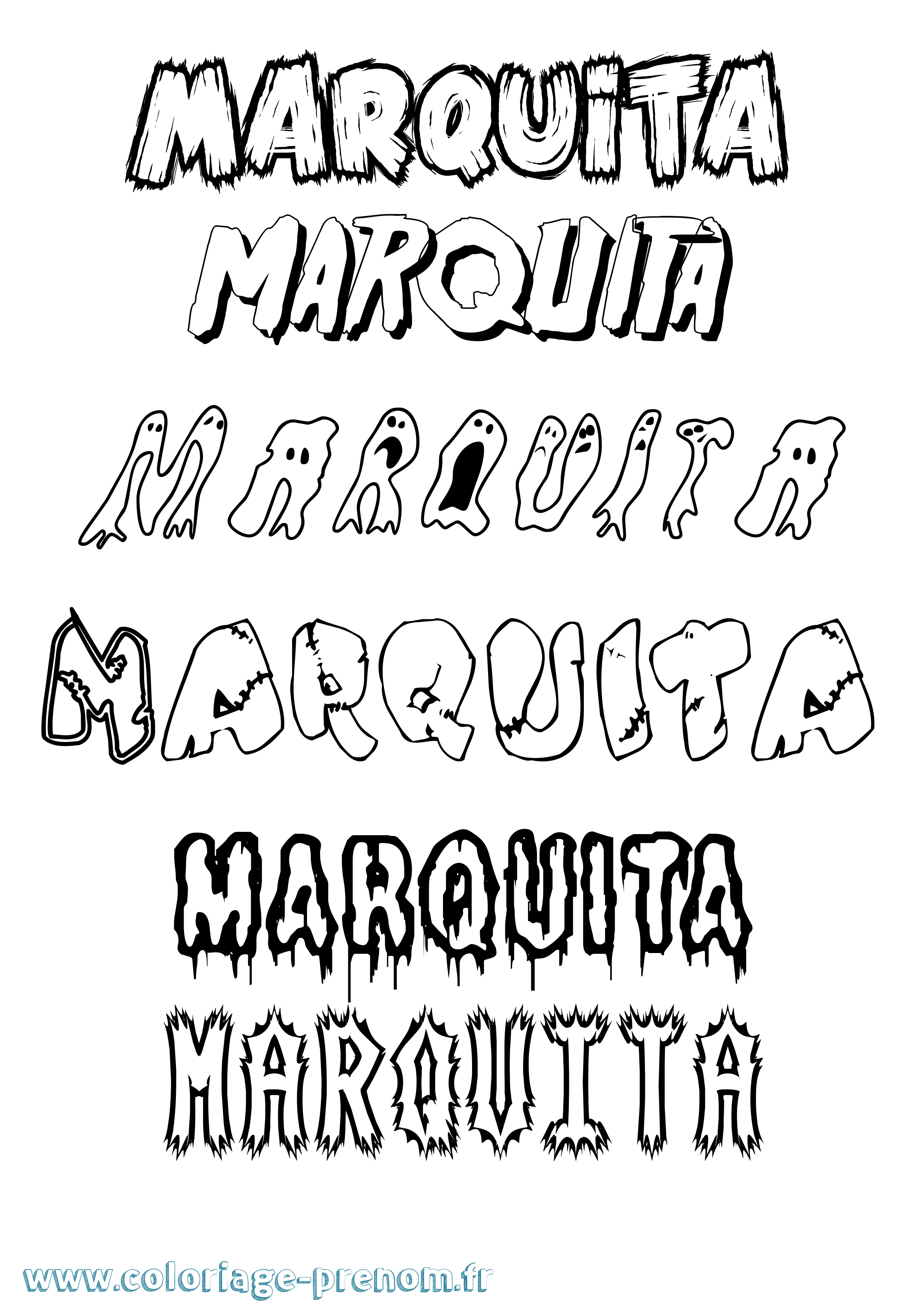 Coloriage prénom Marquita Frisson