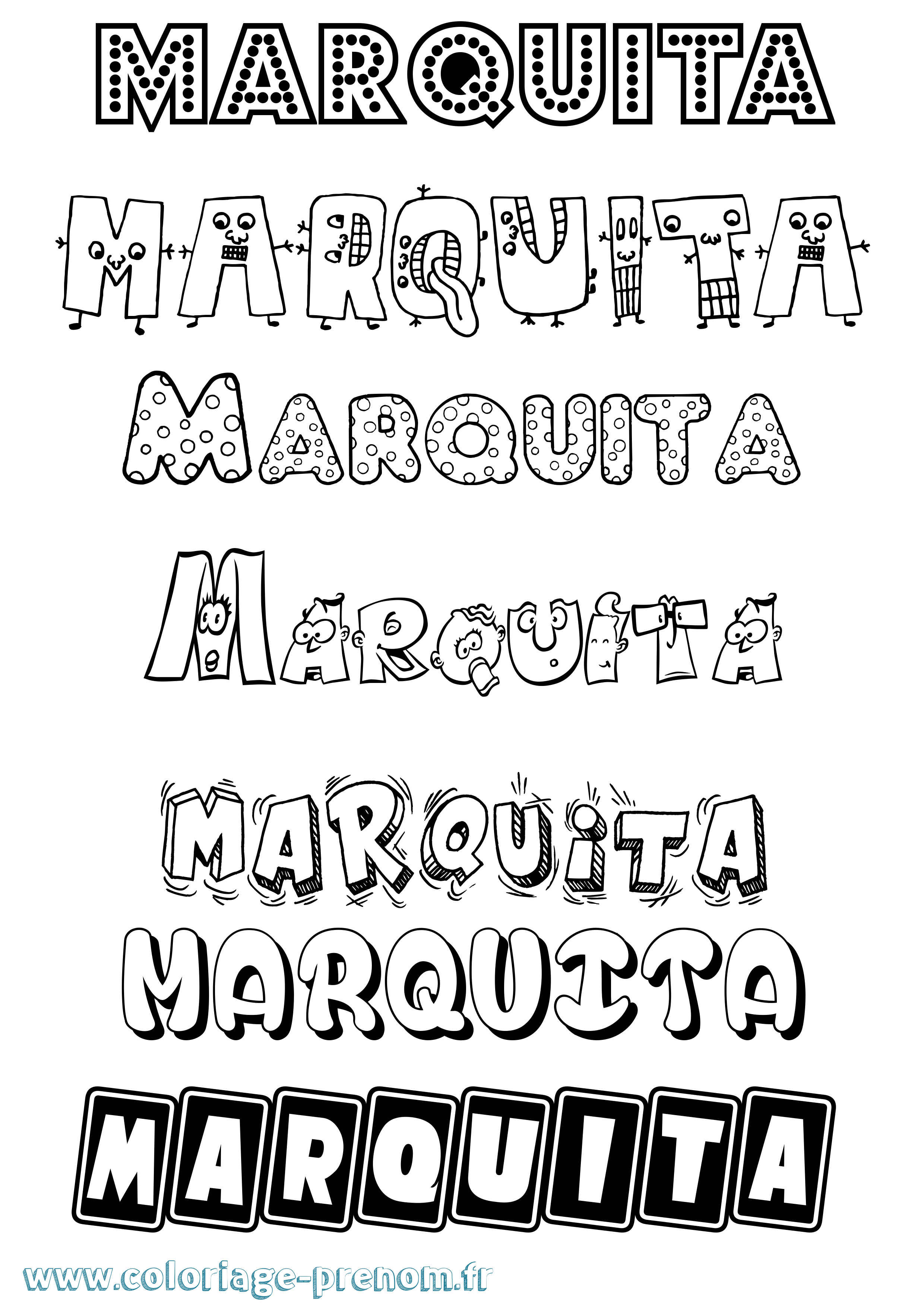 Coloriage prénom Marquita Fun
