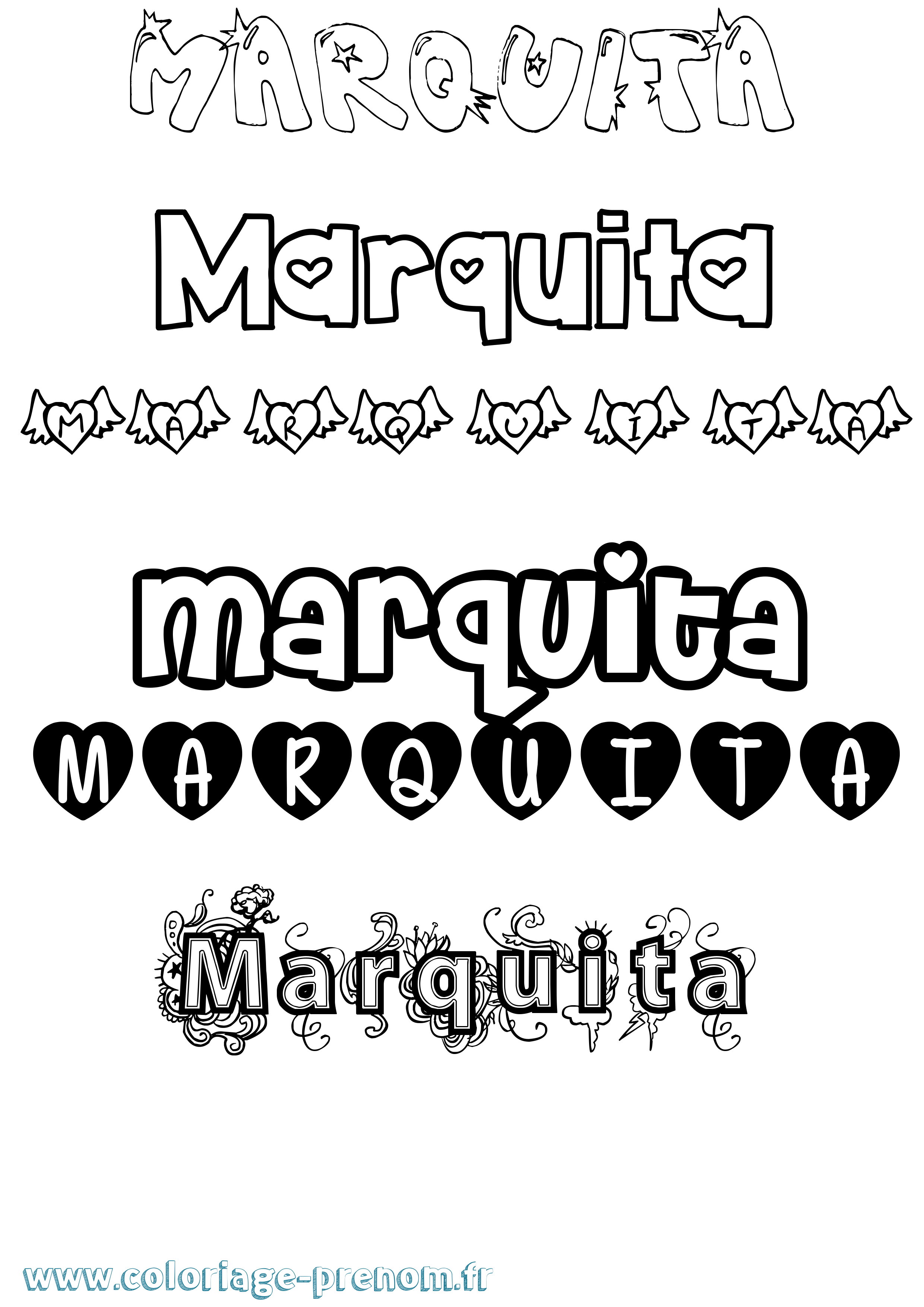 Coloriage prénom Marquita Girly