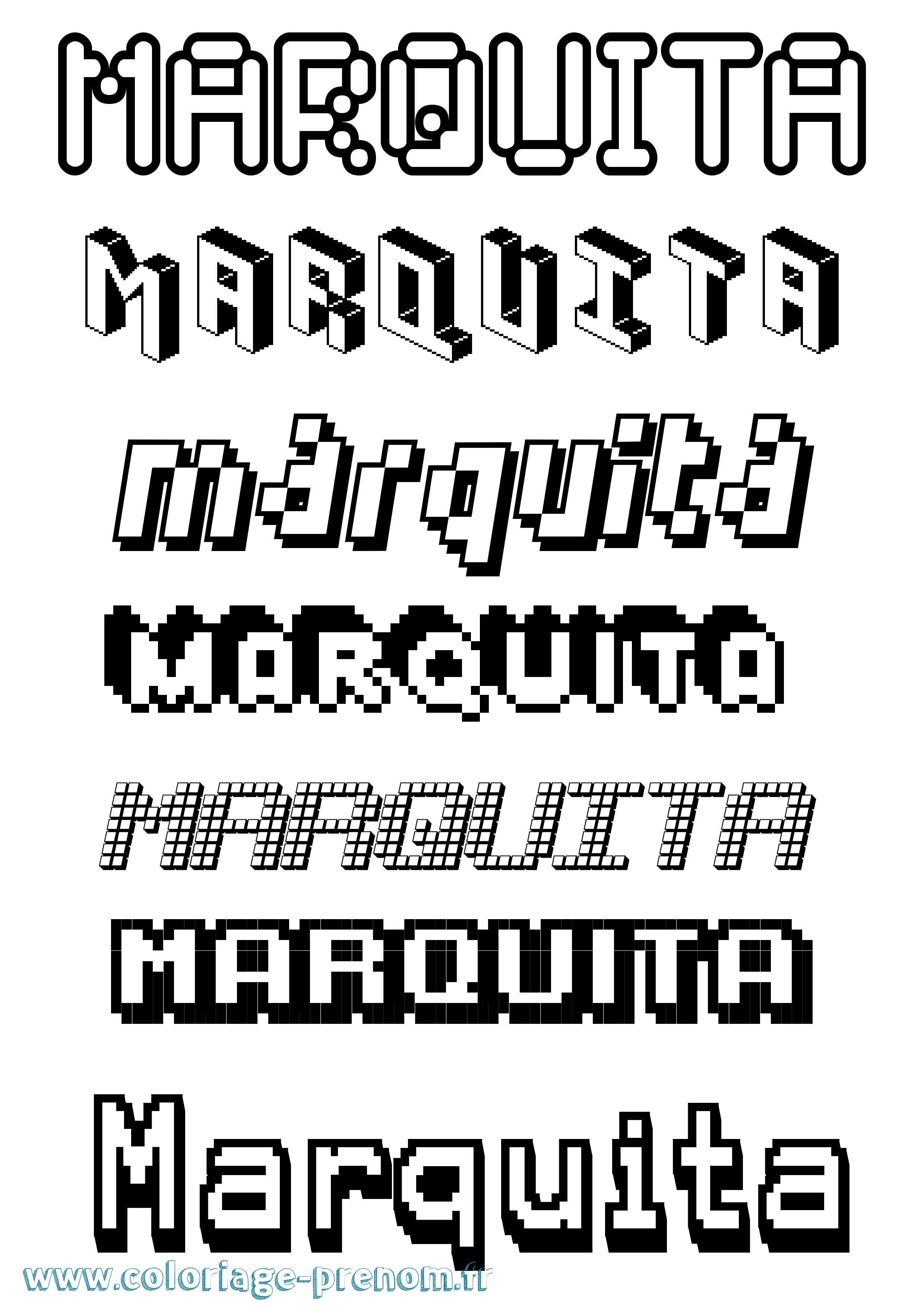 Coloriage prénom Marquita Pixel