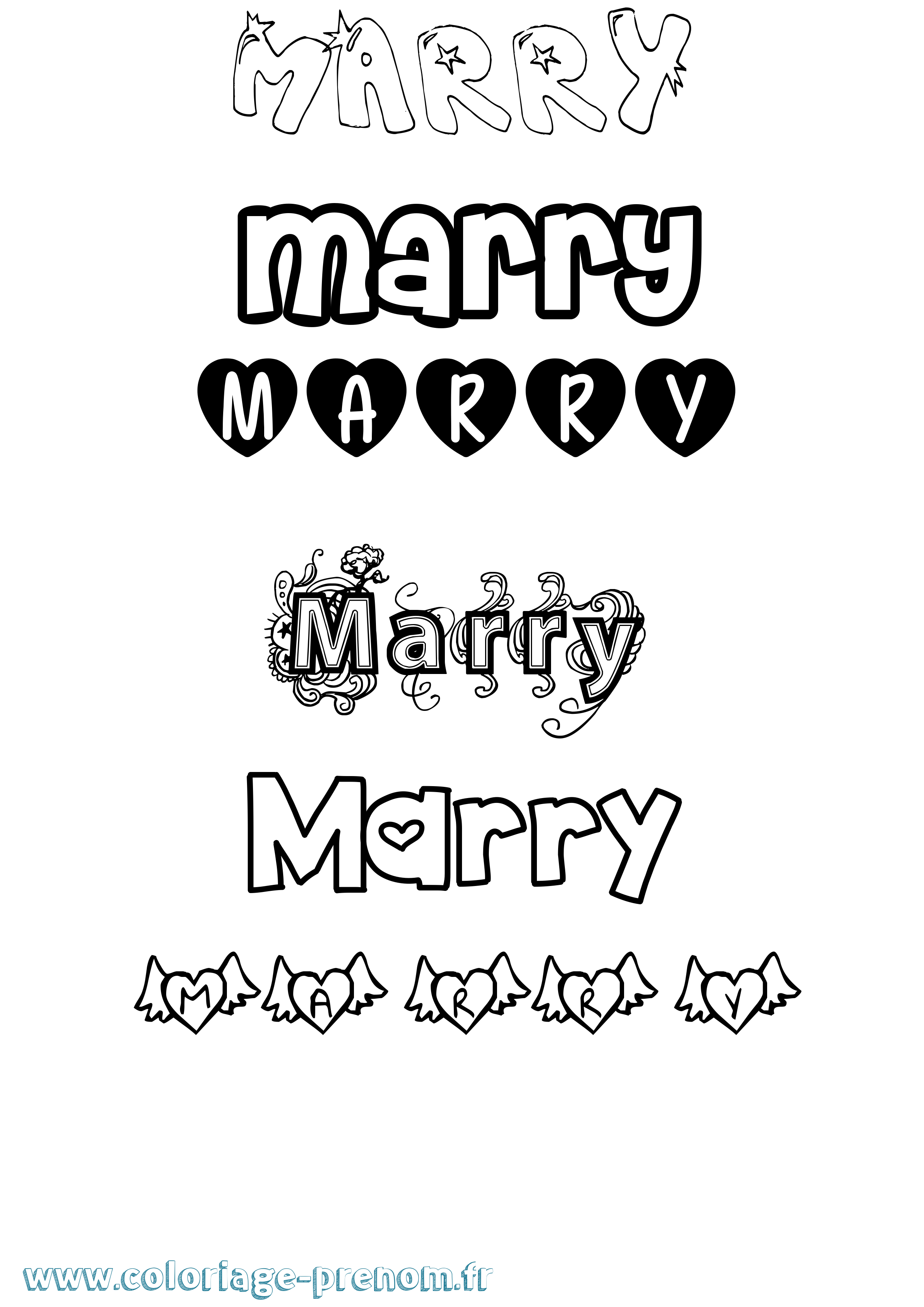 Coloriage prénom Marry Girly