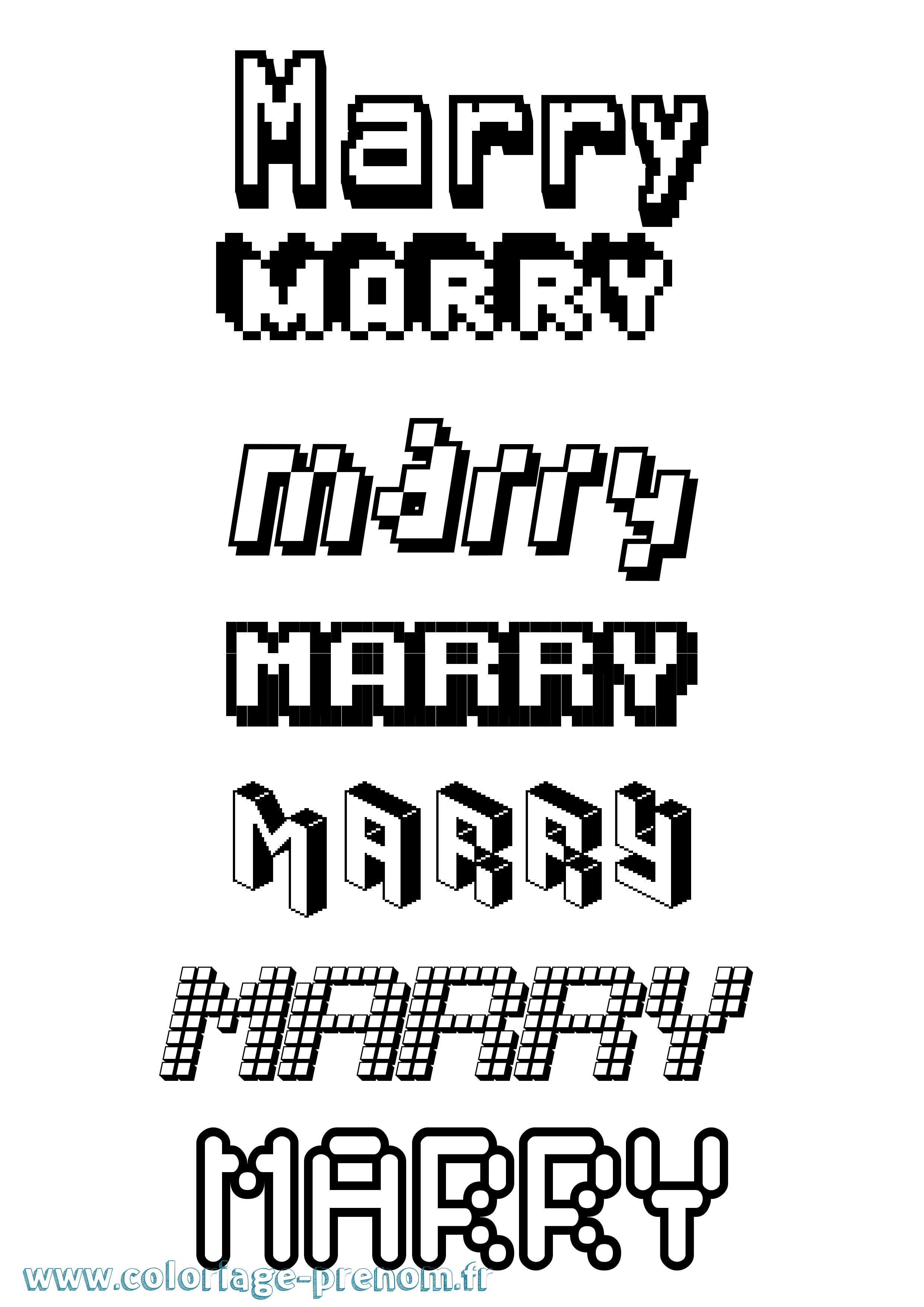 Coloriage prénom Marry Pixel