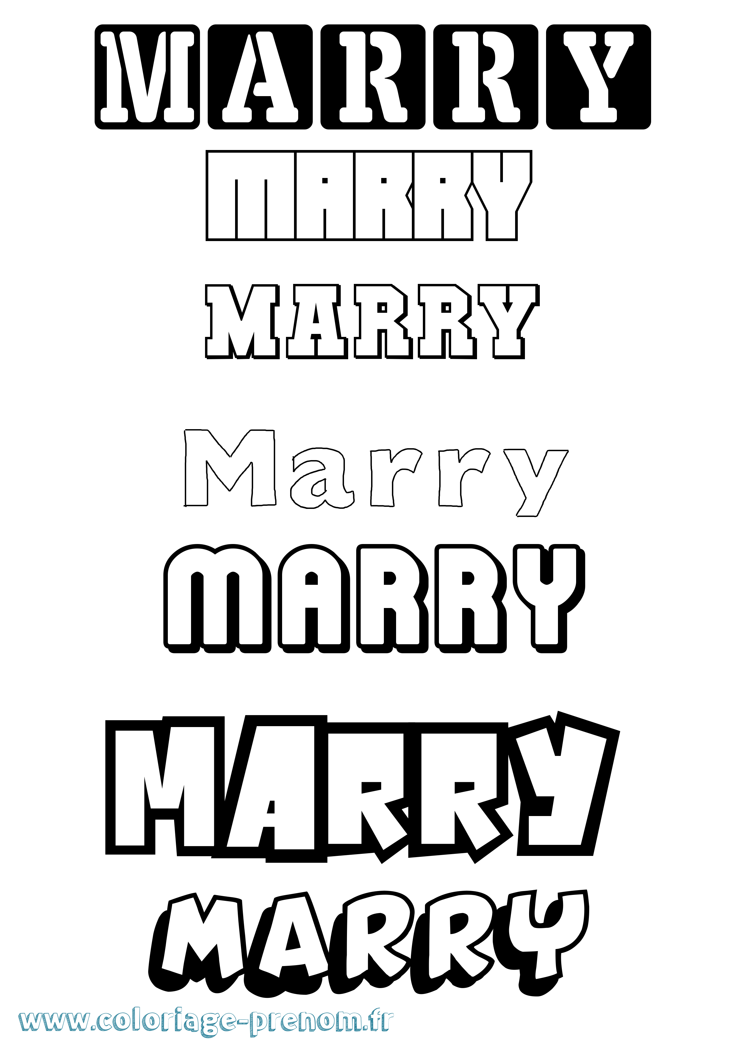 Coloriage prénom Marry Simple