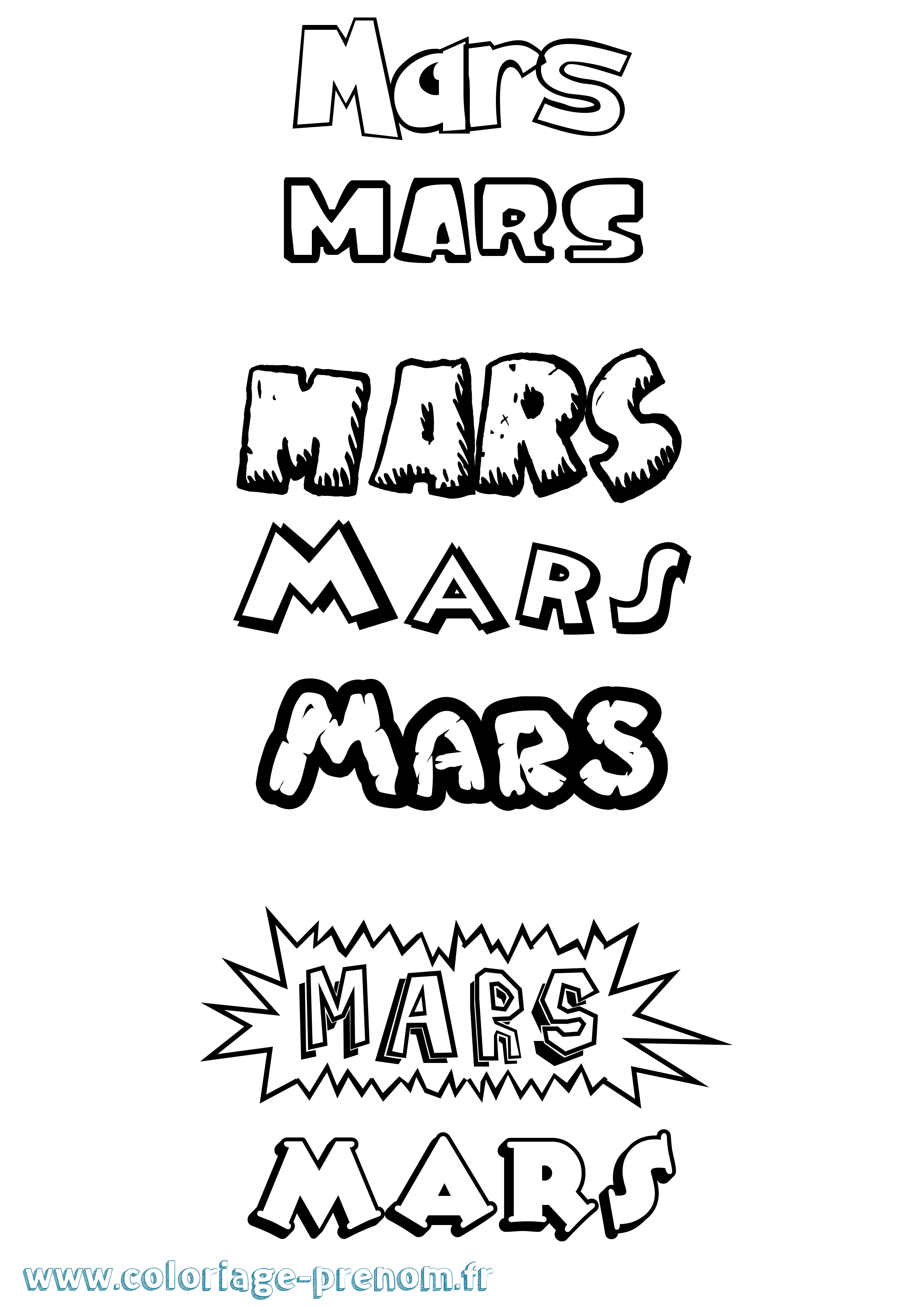 Coloriage prénom Mars Dessin Animé