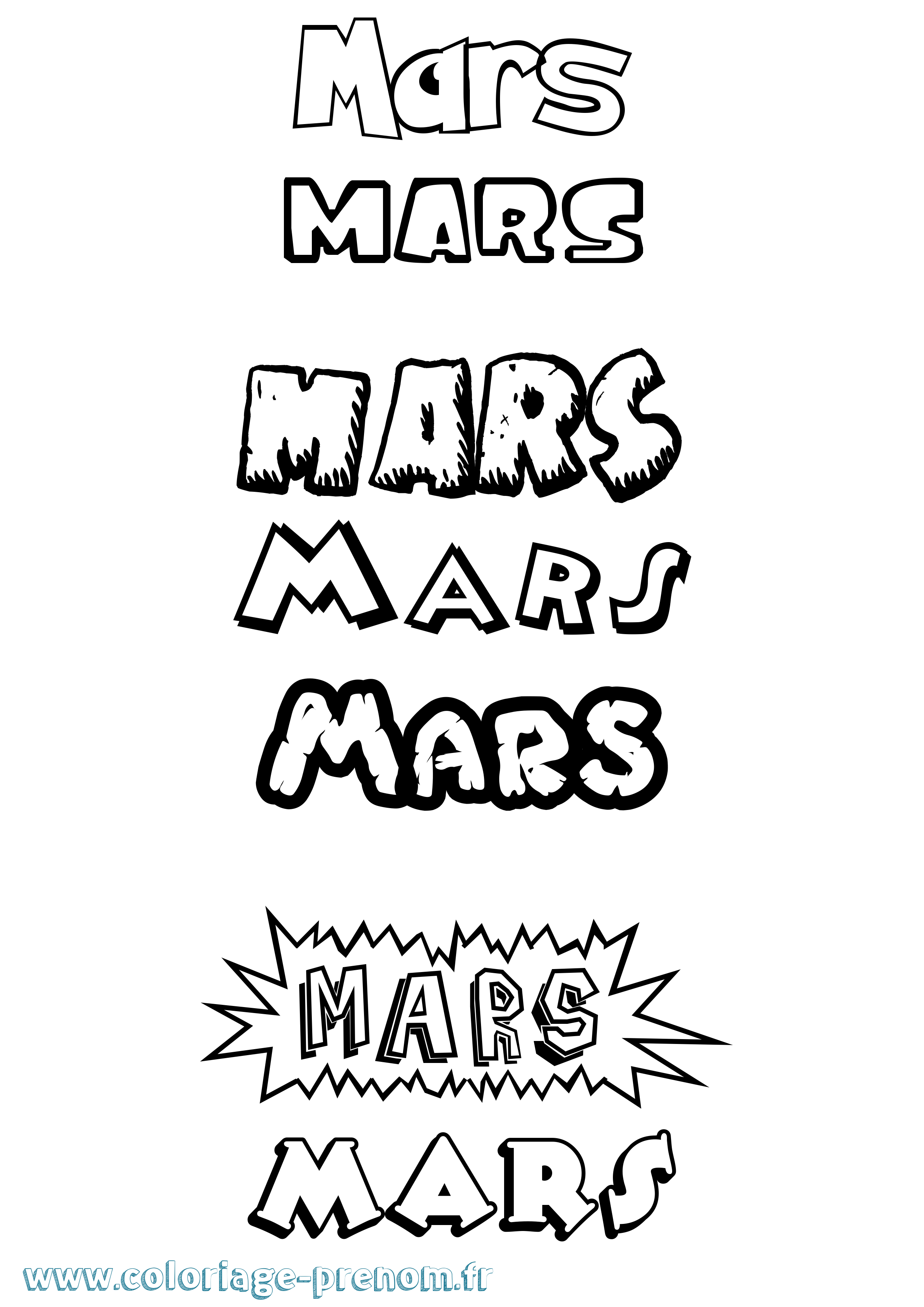 Coloriage du prénom Mars  à Imprimer ou Télécharger facilement