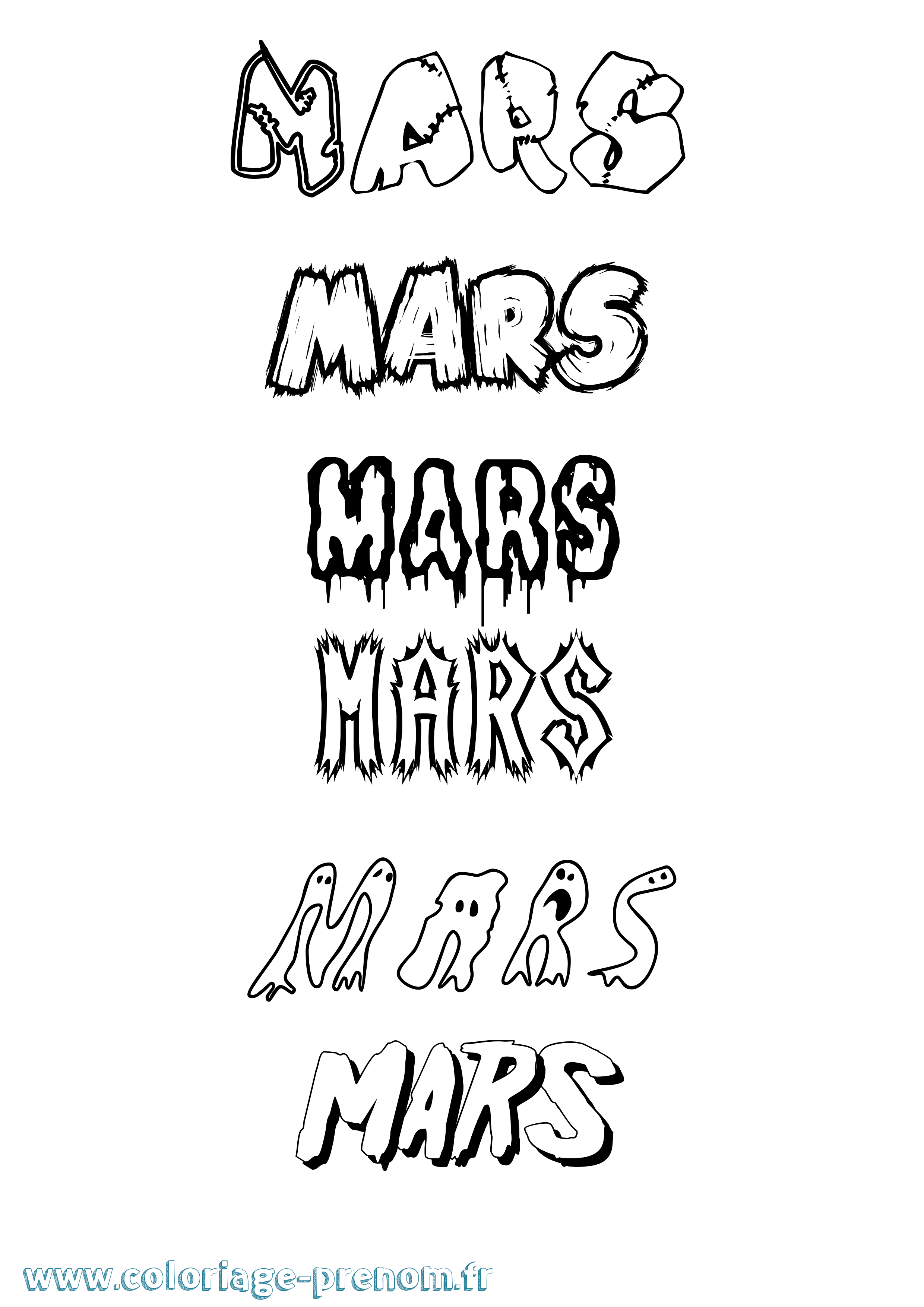 Coloriage prénom Mars Frisson