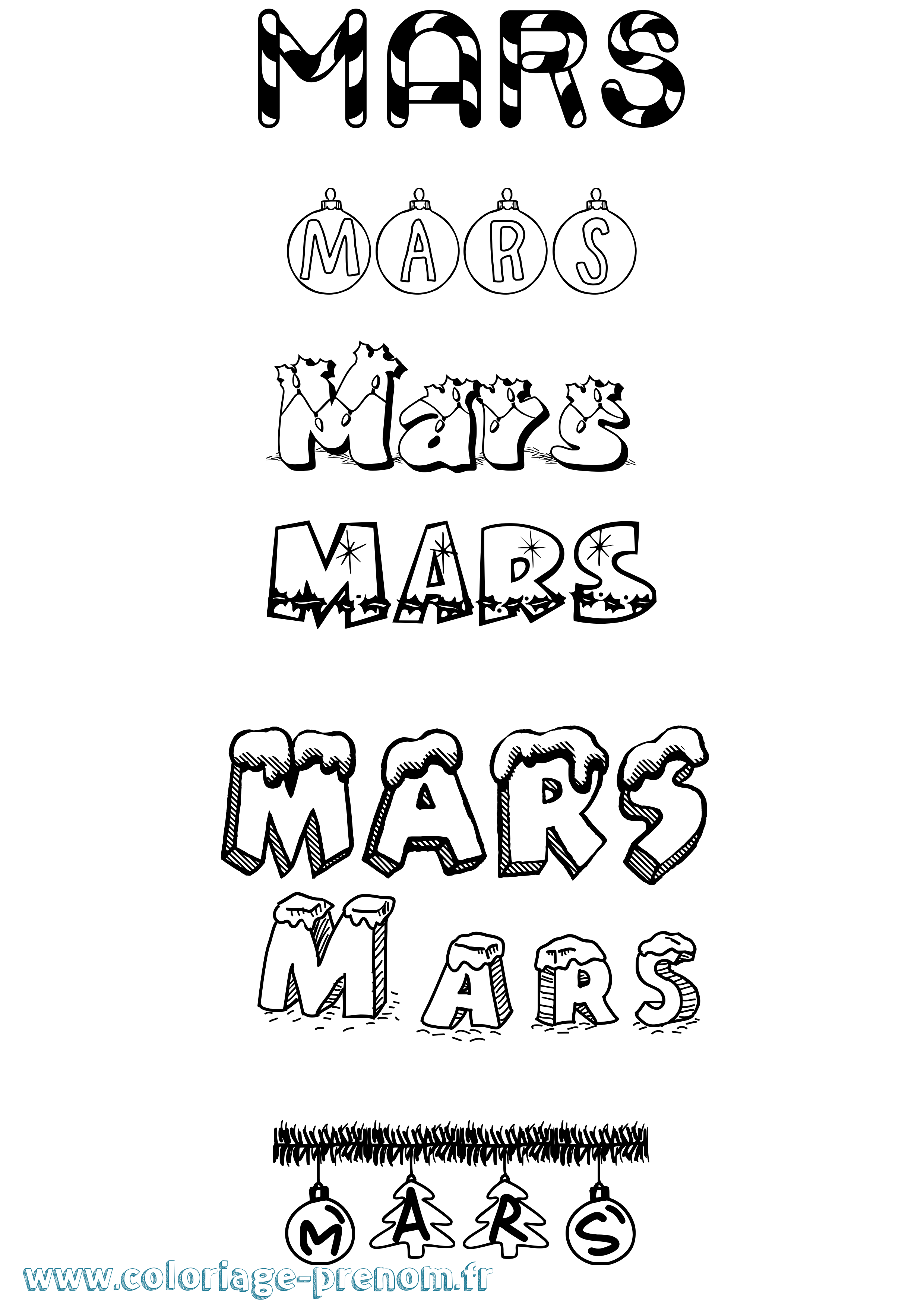 Coloriage prénom Mars Noël