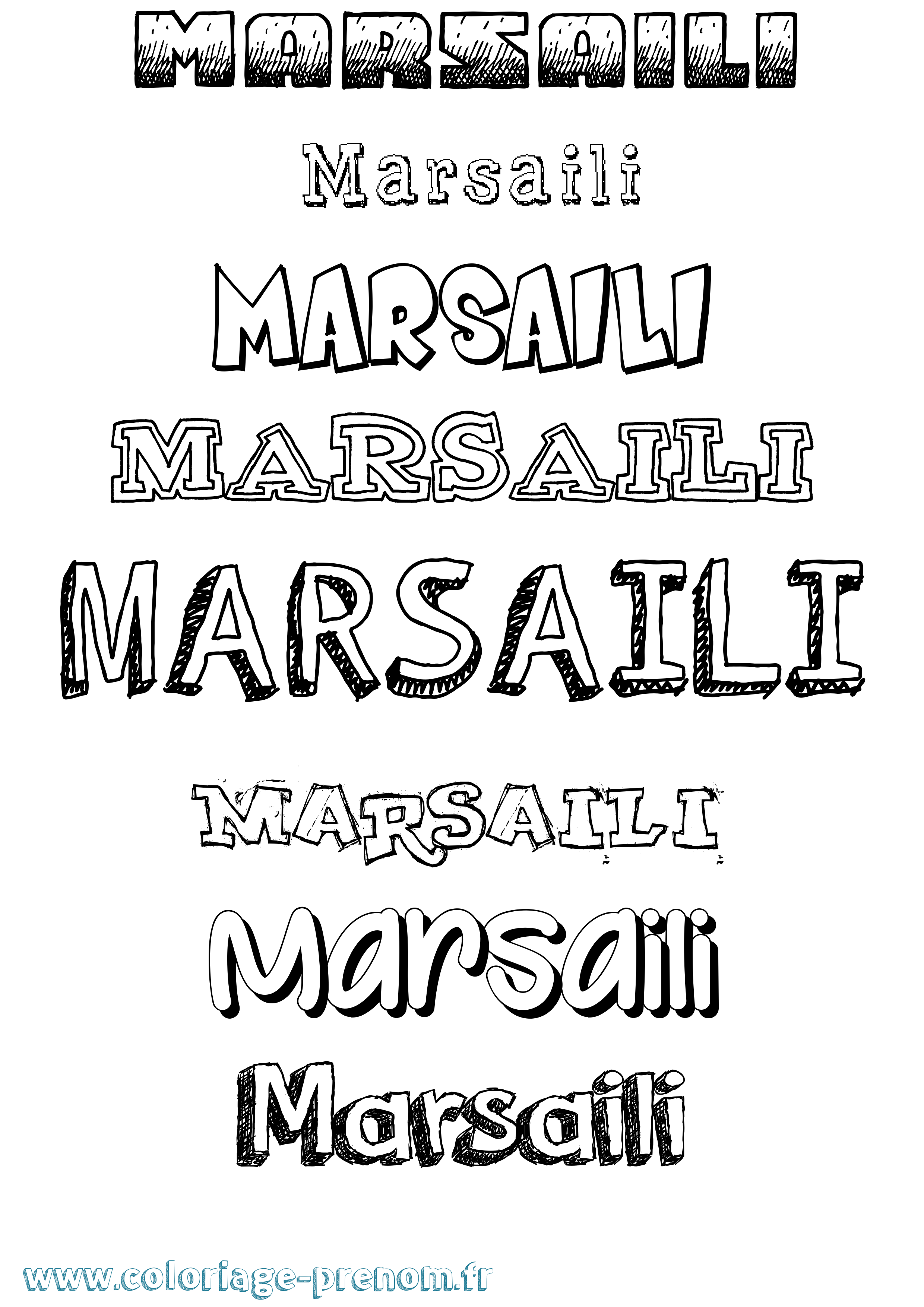 Coloriage prénom Marsaili Dessiné